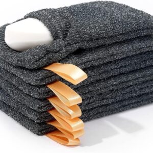 Antimbee 6-Pack Soap Pocket Exfoliating Soap Saver Pouch, Body Scrubber Rough Sponge Exfoliator for Bath or Shower, Gray Mesh Bar Soap Foam Lather Pouch