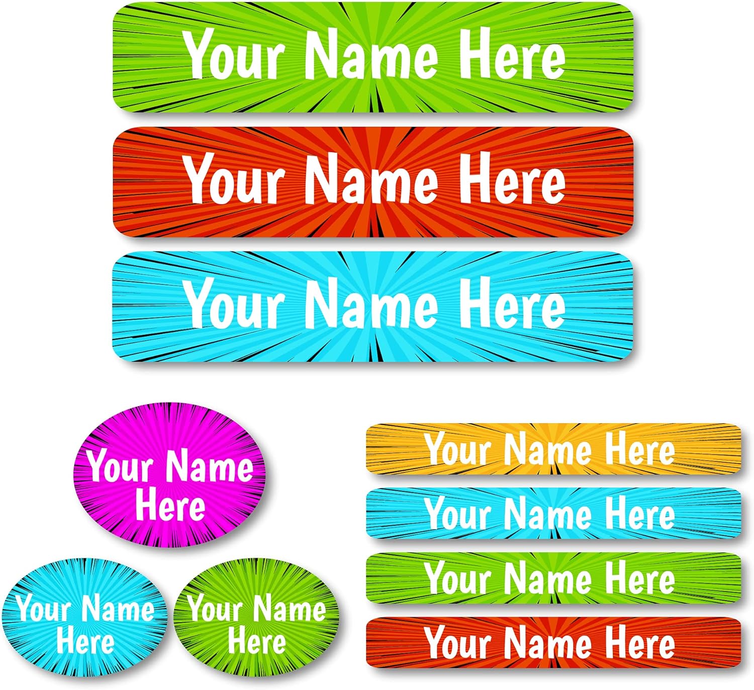 Lovable Labels Personalized Labels for Kids (85 Labels/Pack) - 3 Label Sizes Waterproof Dishwasher Safe Peel & Stick Labels for School Supplies Daycare Camp Clothing Bottles (Warriors)