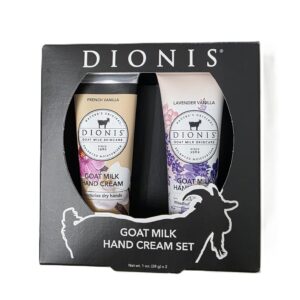 Dionis Goat Milk Hand Cream Set, French Vanilla and Lavender Vanilla, 1 oz, 2 Pack