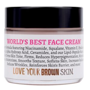 World’s Best Face Cream™ for Skin-of-Color, Anti Aging Reverse Signs of Aging Hydrates Niacinamide Squalane Hyaluronic Acid, 2 oz