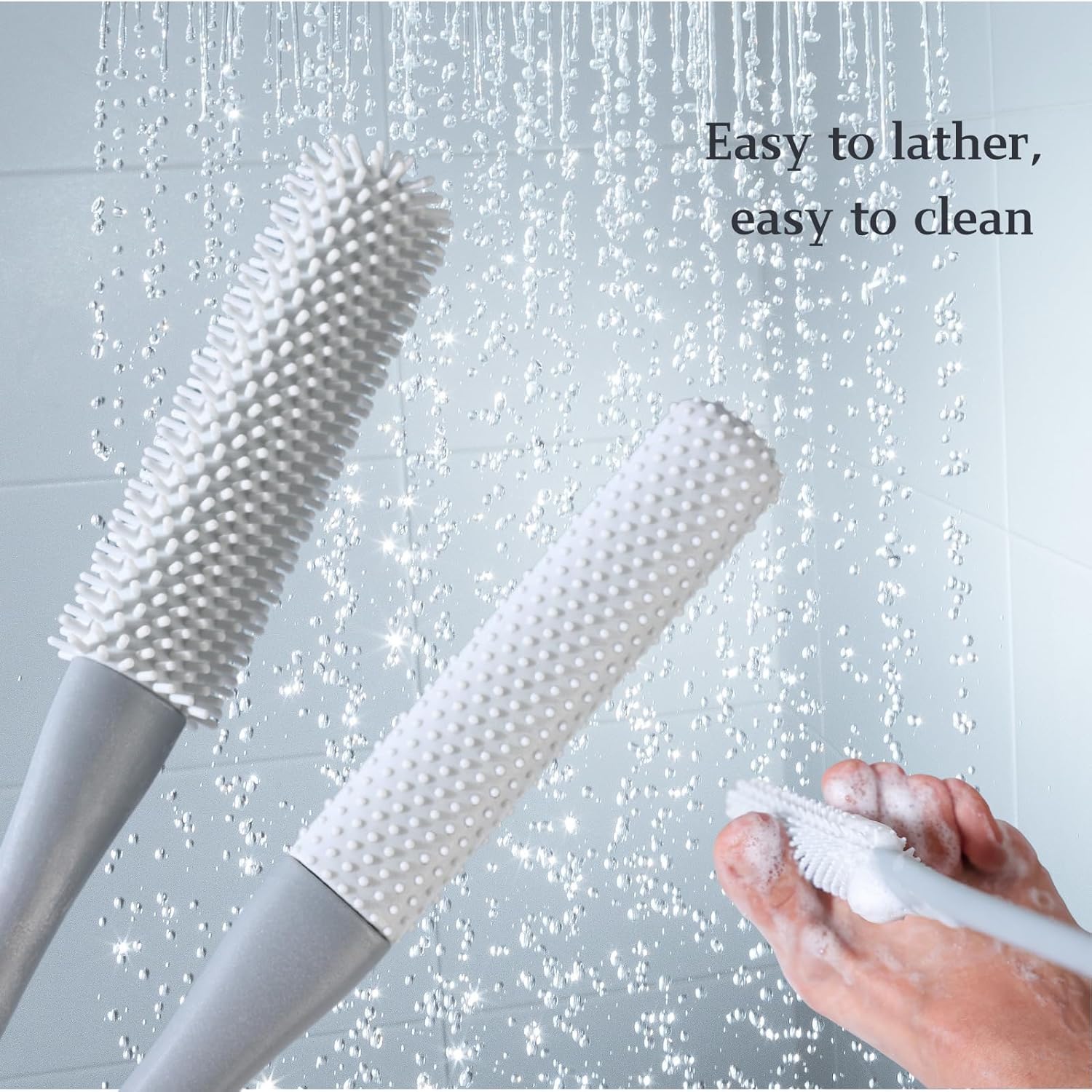 Toe Cleaning Brush with 15.7" Long Handle,Foot Scrubber in Shower,No Bending, Ideal for Seniors, Expecting Mothers, Men & Women | Foot Scrubber & Anti-Itch Exfoliating Brush (2 Pack) (Grey) - Image 9
