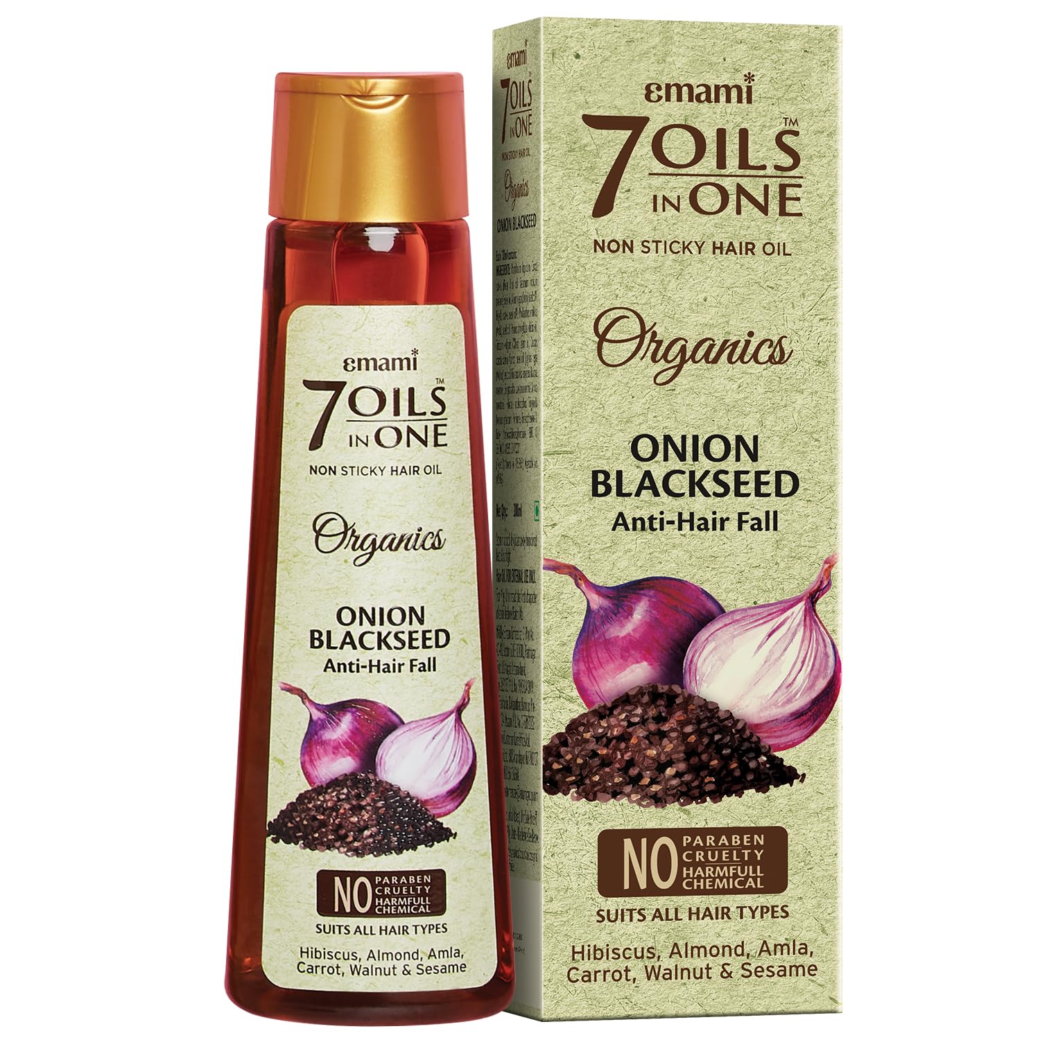 7-in-1 Hair Oil | Onion Blackseed Anti Hairfall Oil | Strengthens Hair Follicles | Fights Hair Loss & Breakage | Provides Thick & Shiny Hairs | 6.76 Fl Oz/200ml