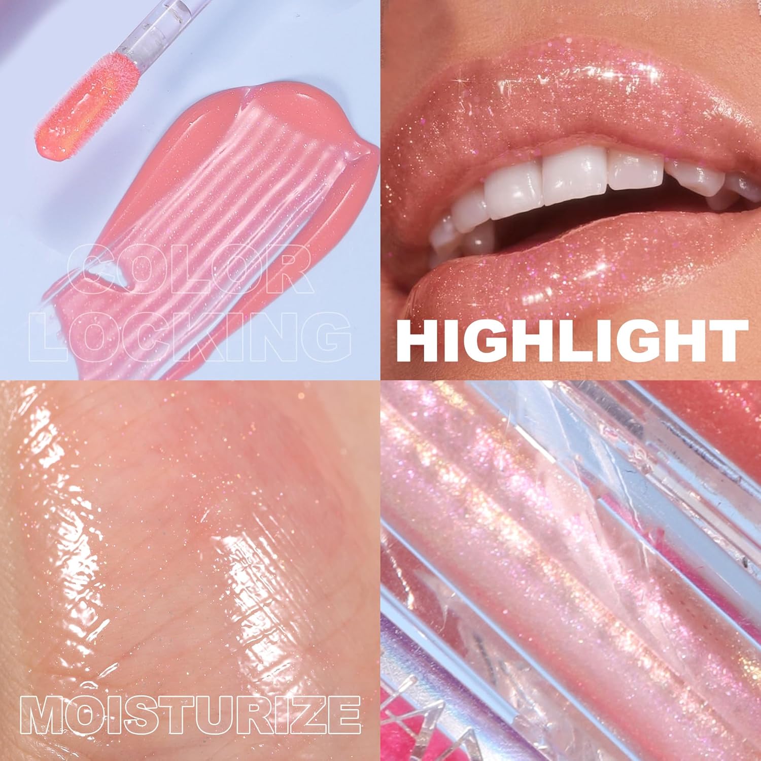 Shimmery Glitter Lip Oil Gloss Set 6 Vegan Colors 0.2 oz Plumping Non-Sticky - Image 7