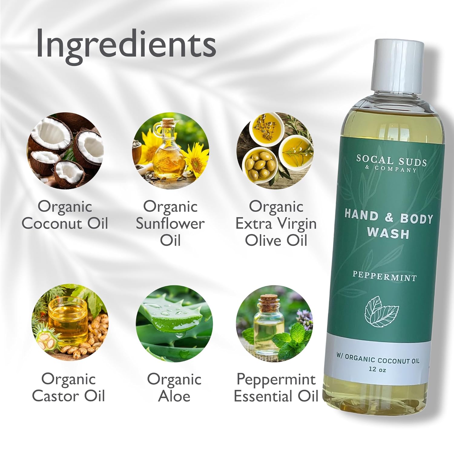SoCal Suds & Company - 12oz Thick Organic Castile Soap Liquid Lemongrass, Hand & Body Wash for Men & Women, Made w/Organic Oils & Coconut Oil, Perfect Bath Essentials, Gentle Soap for All Skin Types - Image 3