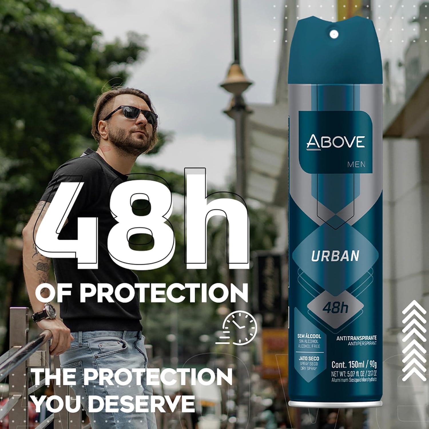 ABOVE 48 Hours Antiperspirant Deodorant, Urban, 3.17 oz - Dry Spray Deodorant for Men - Citrus Scent - Antiperspirant Spray - No Stain - Cruelty-Free - Image 6