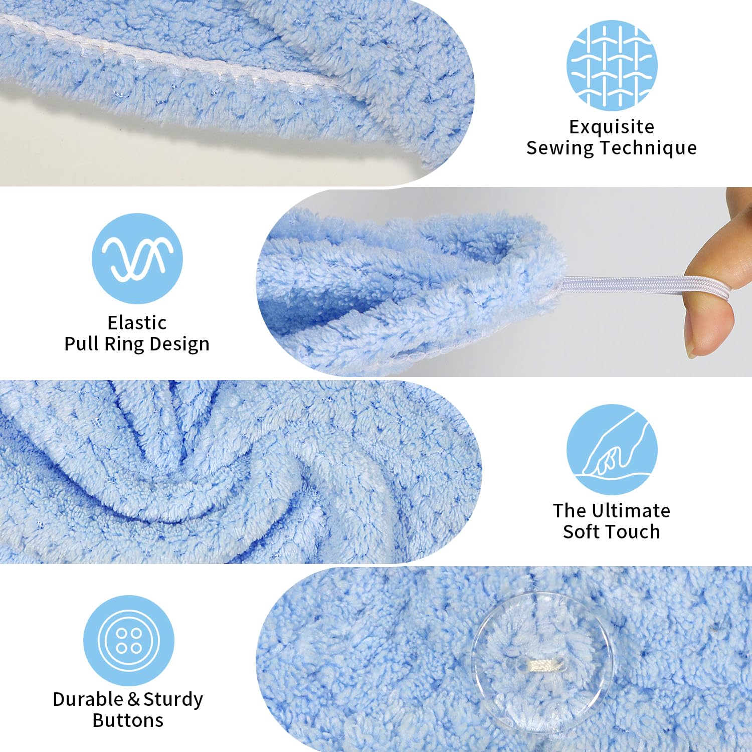 3 Pack Microfiber Hair Towel Wraps for Women, 25.4"x9.8" Quick Dry Super Absorbent Set - Image 3