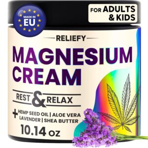 Magnesium Cream for Sleep 10 oz | Pain, Leg Cramps & Muscles | MSM, Lavender, Hemp Seed Oil, Aloe Vera, Shea Butter, Vitamin E, Jojoba Oil - Effective Natural Topical Magnesium Lotion - Safe for Kids