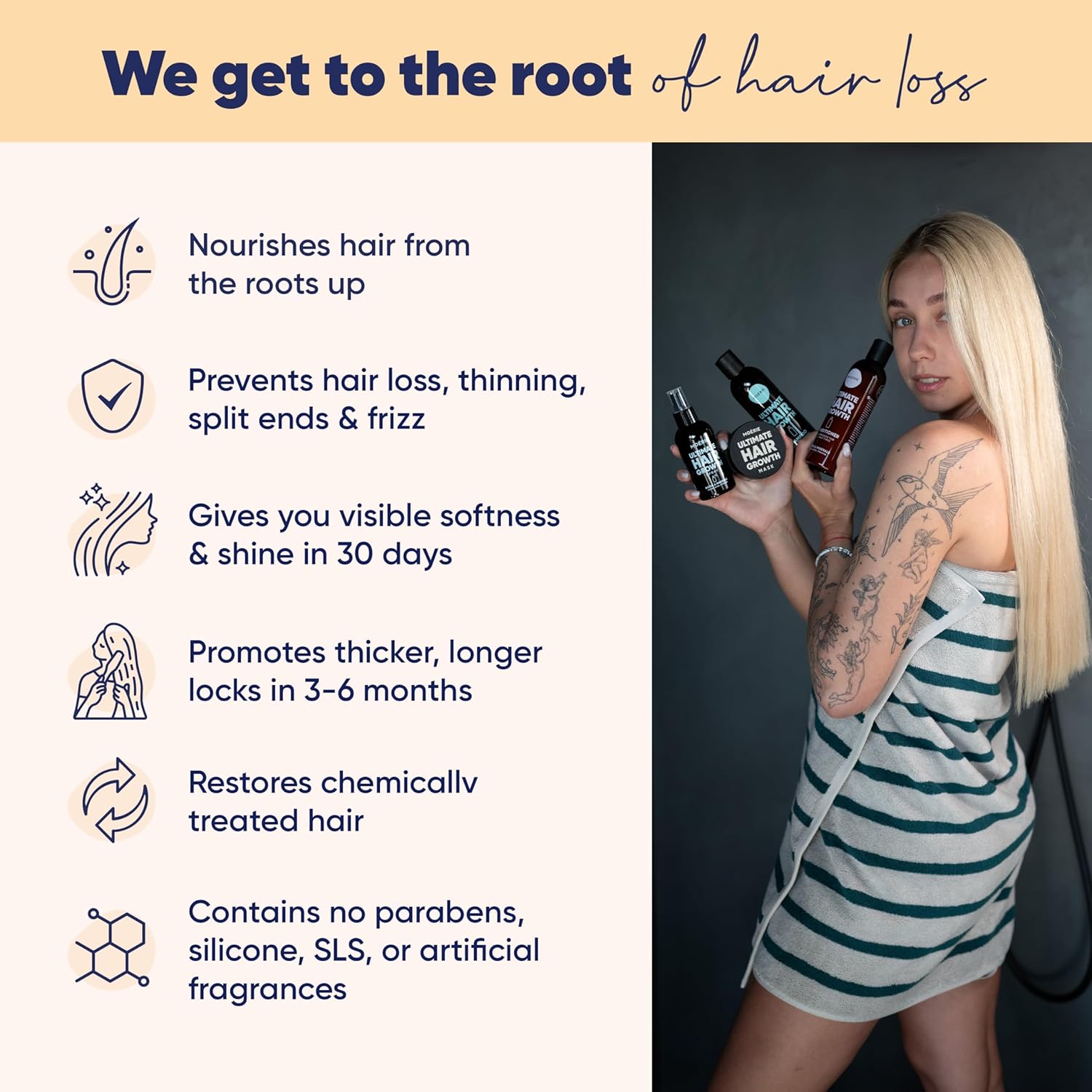 Moerie Volumizing Shampoo and Conditioner for Hair Loss - Thickening Products with Ingredients of Natural Origin - Over 100 Active Ingredients for Thick, Long, Luscious Hair, 2 X 8.45 Fl Oz - Image 2