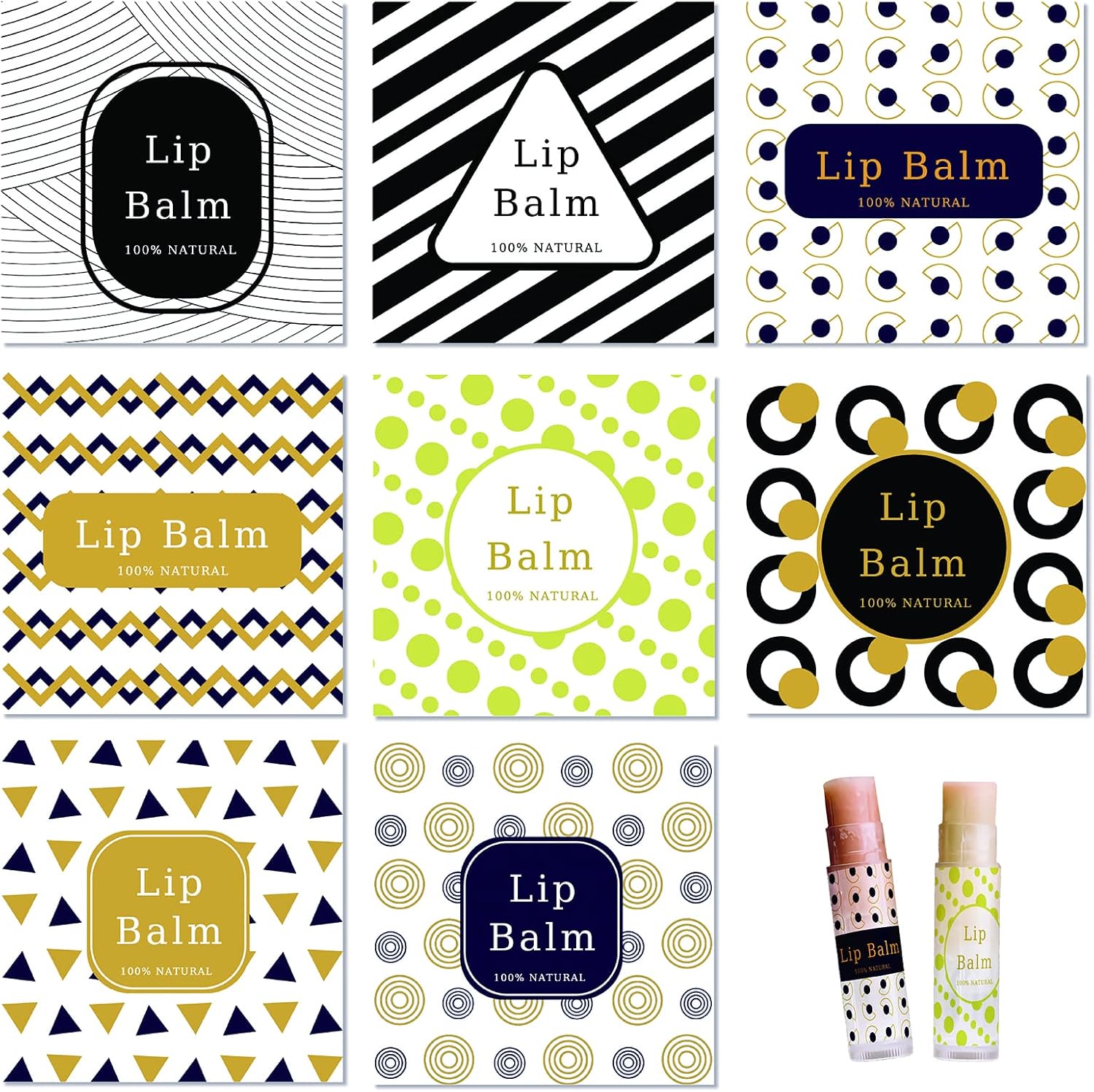 CRASPIRE 2" Clear Lip Balm Labels - 80pcs Printable Waterproof Stickers for Tubes, Handcream, Candle Container (Geometry)