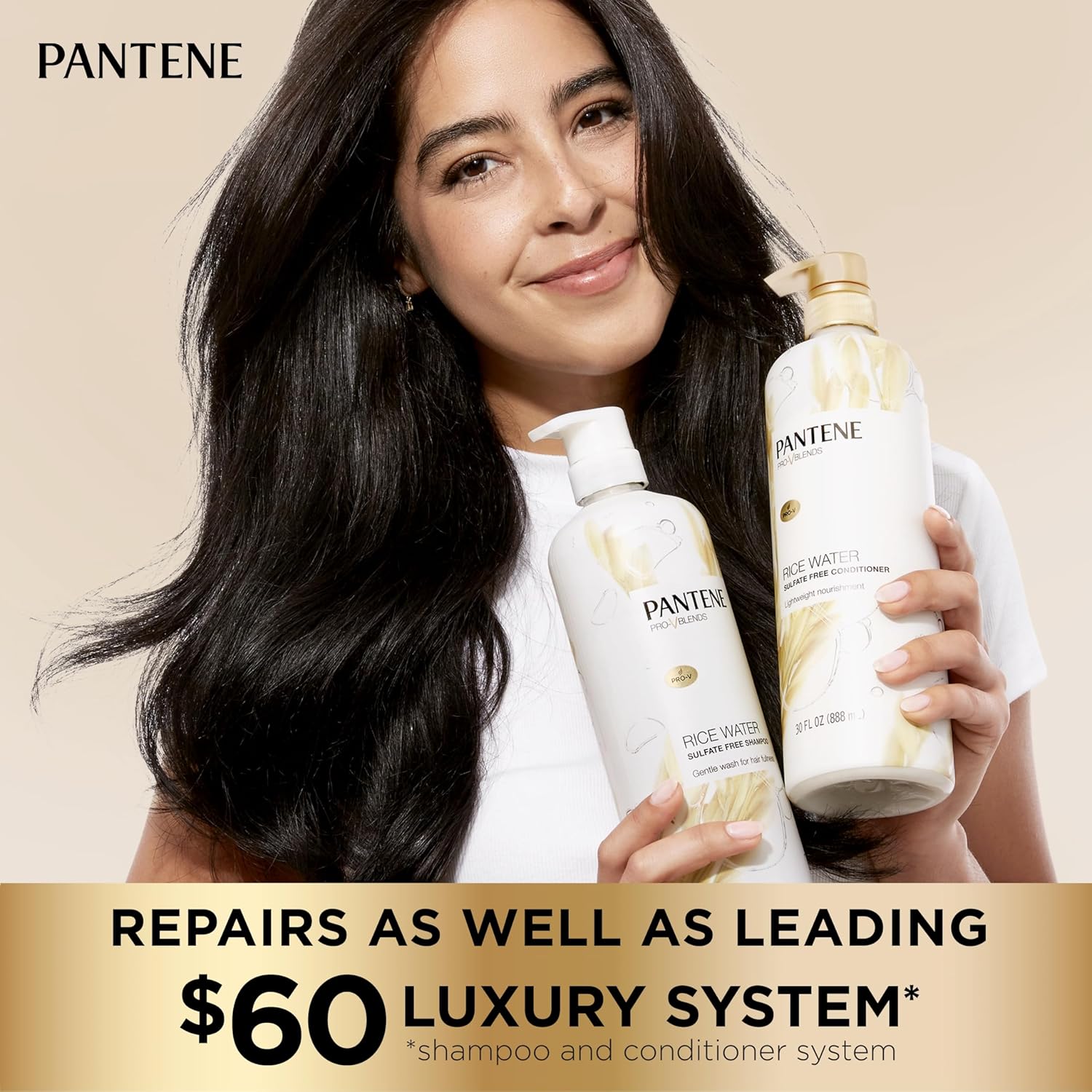 Pantene Conditioner, with Rice Water, Protects Natural Hair Growth, Volumizing, for Women, Nutrient Infused with Vitamin B5, Pro-V Blends, 30.0 oz - Image 4