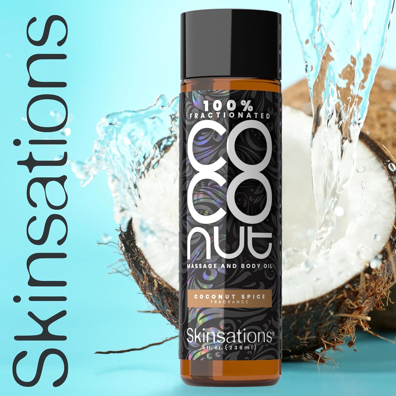 Skinsations - Scented Body Oil - Coconut Spice - 100% Fractionated COCONUT Oil - Fragrance Oil for Skin, After Shower Body Oil for Women and Men, Body Moisturizer, Bath Oil, Hydrating Massage Oil - Image 4