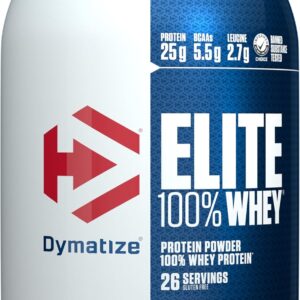 Dymatize Elite 100% Whey Protein Powder, L-Leucine, Quick Absorbing & Fast Digesting for Optimal Muscle Recovery, Gourmet Vanilla, 32 Oz