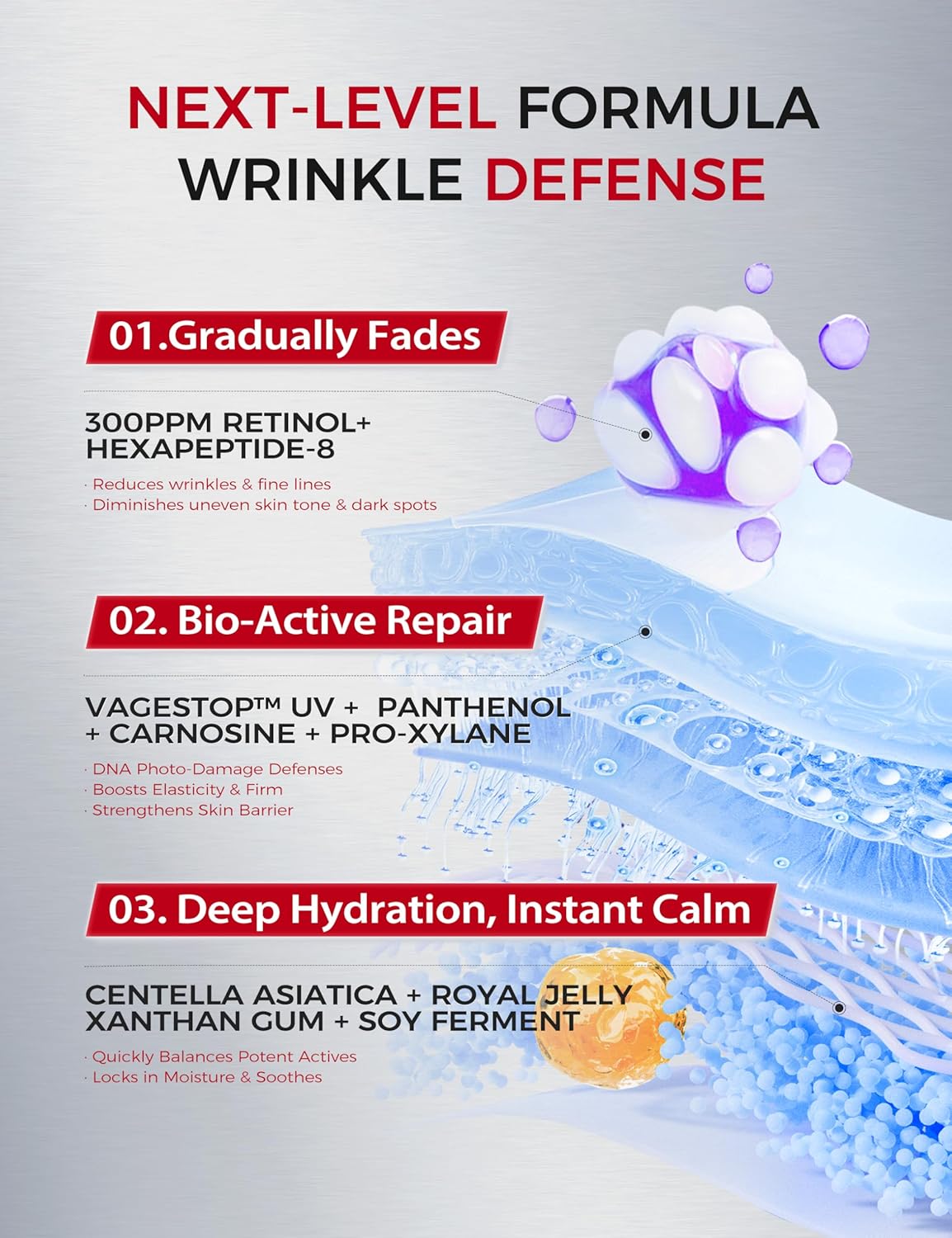 Firming and Hydrating Retinol Serum with Peptides, 300PPM Retinol, 1.01 fl oz - Image 2