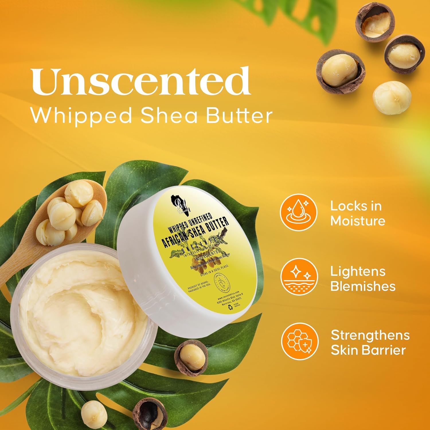 RA Cosmetics 12oz Unscented Pure Shea Butter 100% Natural Moisturizer for Skin and Hair - Image 3