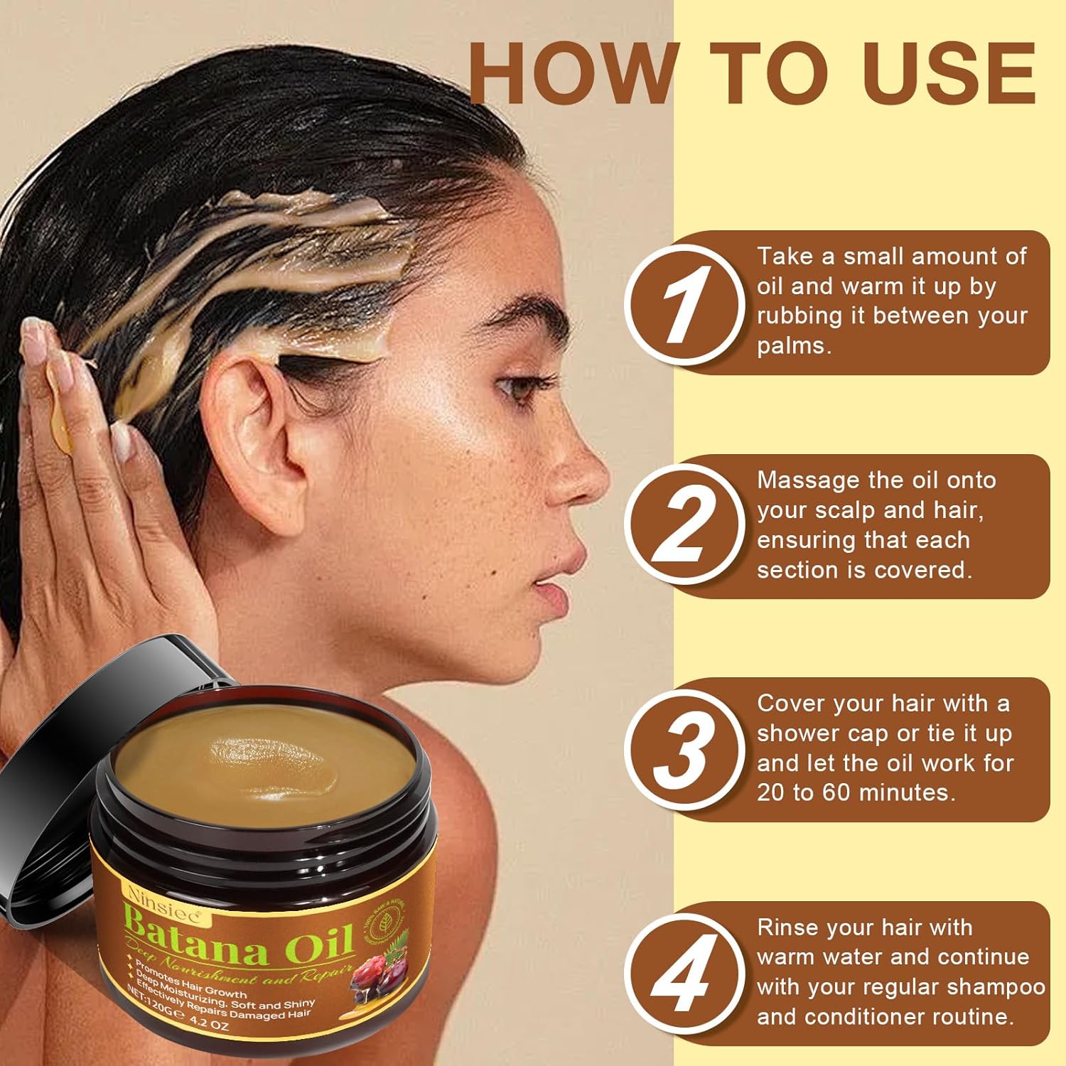 Pure Unrefined Organic Batana Oil for Hair Growth and Repair Damaged Hair 16oz - Image 6