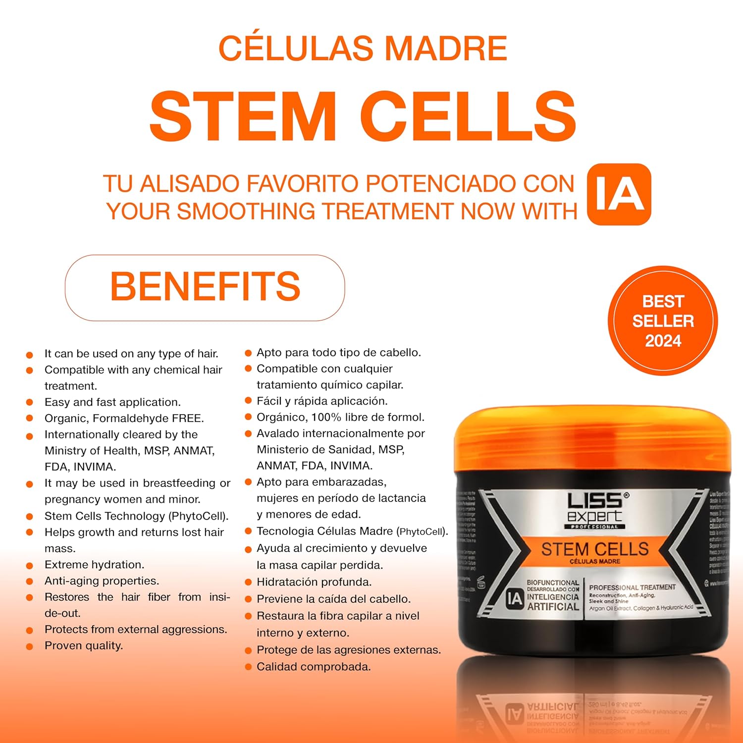 Liss Expert Stem Cells Smoothing Treatment – Organic Keratin & Argan Oil – Nanoplasty for Frizz-Free Repair & Shine – Professional Straightening - ONE Shoulder length application - Image 3