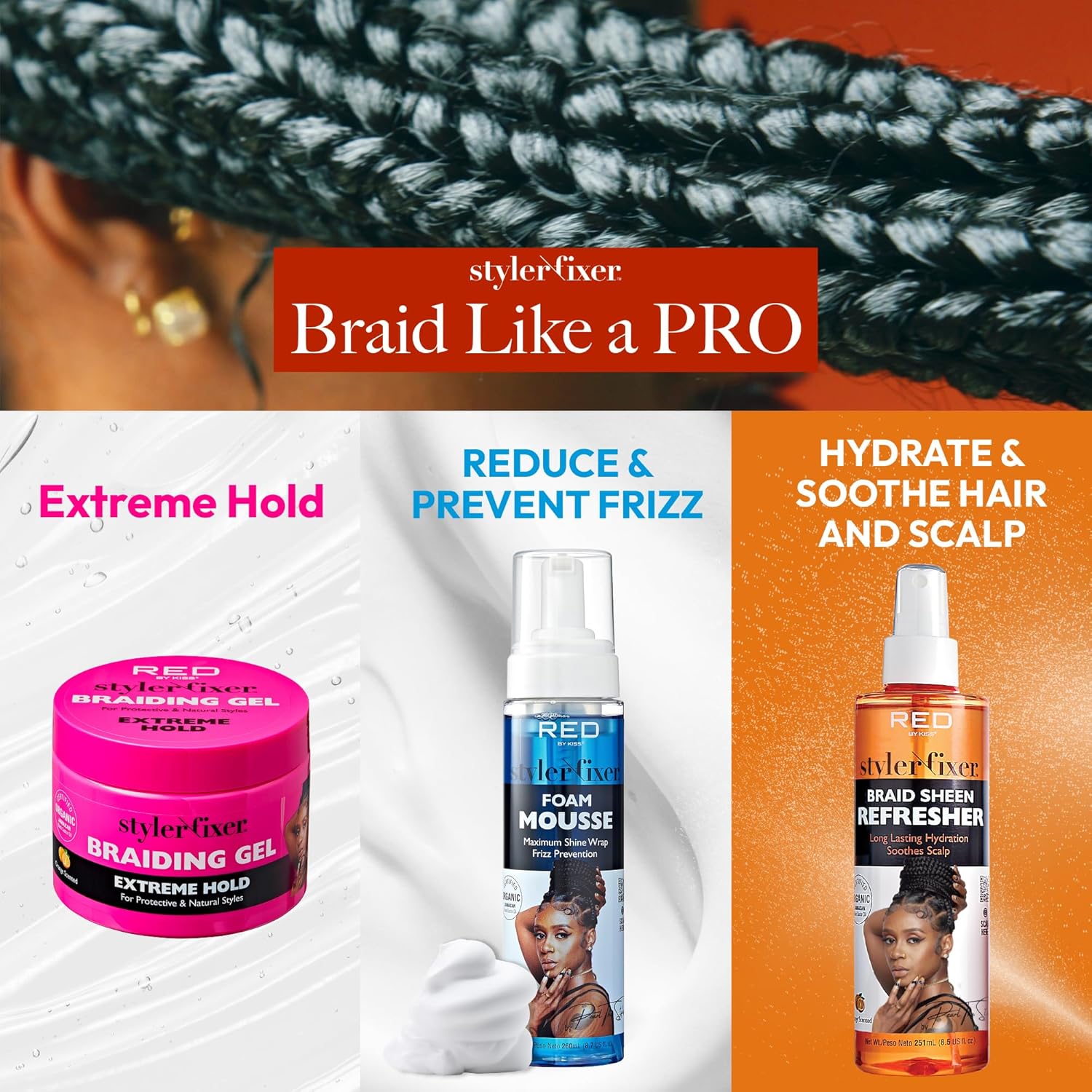 Red by Kiss Extreme Hold Braiding Gel for Box Braids and Cornrows, 6 fl. oz - Image 5