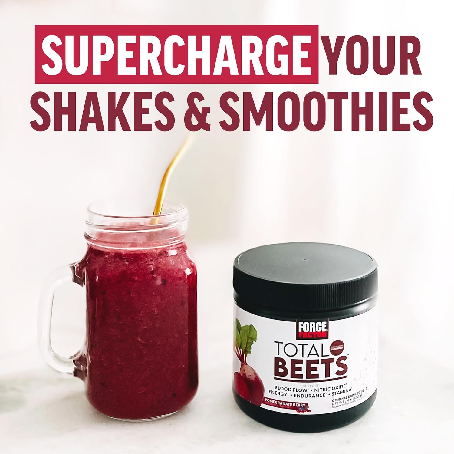 Force Factor Total Beets Superfood Powder Drink Mix 30 Servings for Circulation and Energy - Image 7