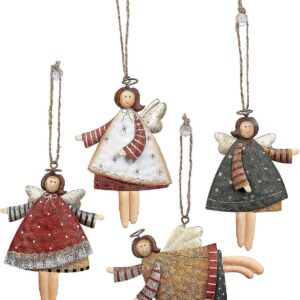 Heavenly 4" Painted Metal Angel Ornaments - Set of 12 for Christmas Tree Decoration and Holiday Crafts & Gift Tags