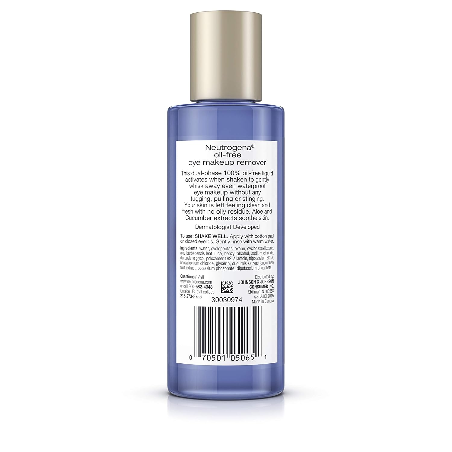Neutrogena Gentle Oil-Free Eye Makeup Remover & Cleanser for Sensitive Eyes, Non-Greasy Makeup Remover, Removes Waterproof Mascara, Dermatologist & Ophthalmologist Tested, 5.5 fl. oz, 3 Pack - Image 7