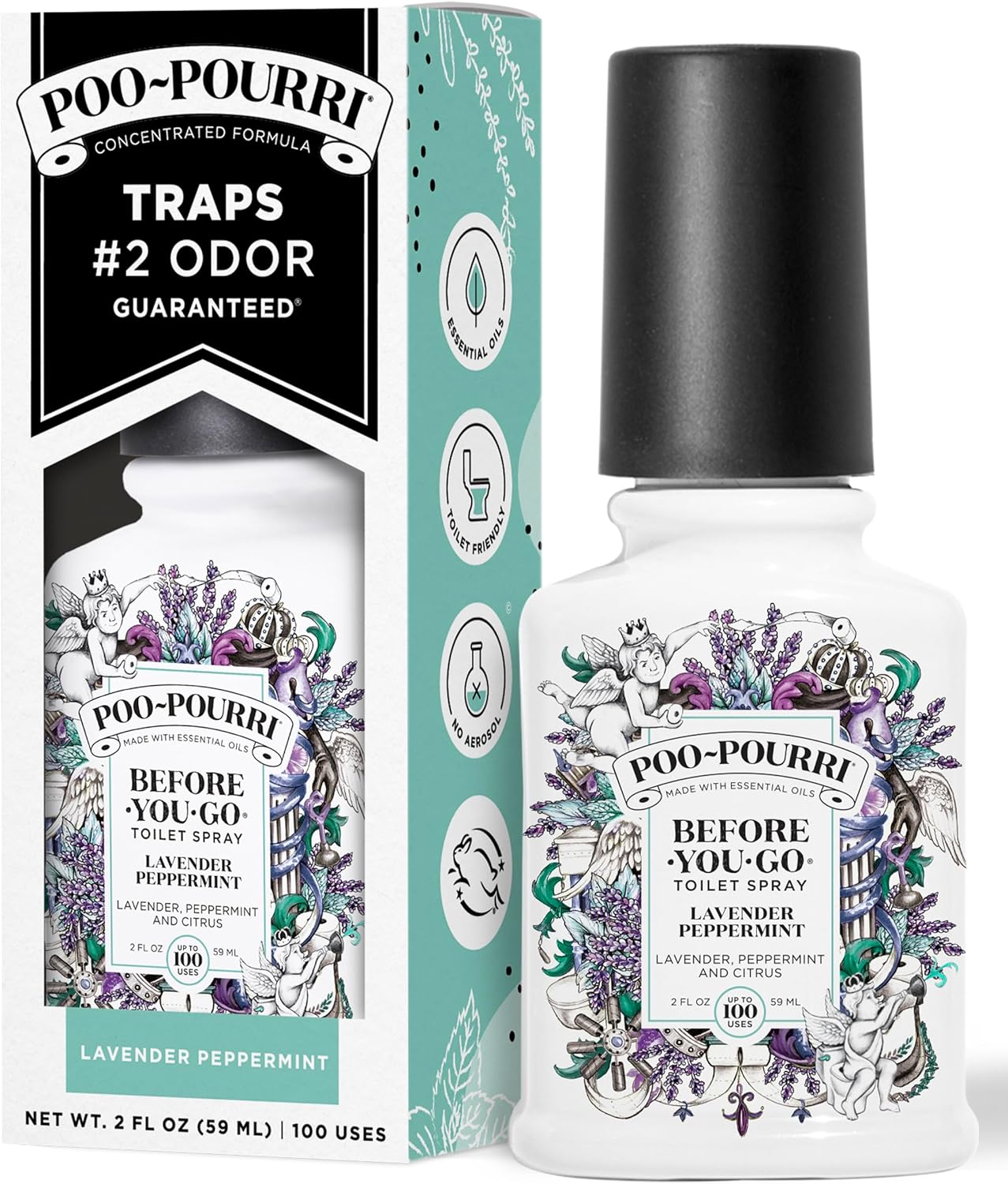 Poo-Pourri Before-You-Go Toilet Spray, Lavender Peppermint, 2 Fl Oz - Lavender, Peppermint and Citrus