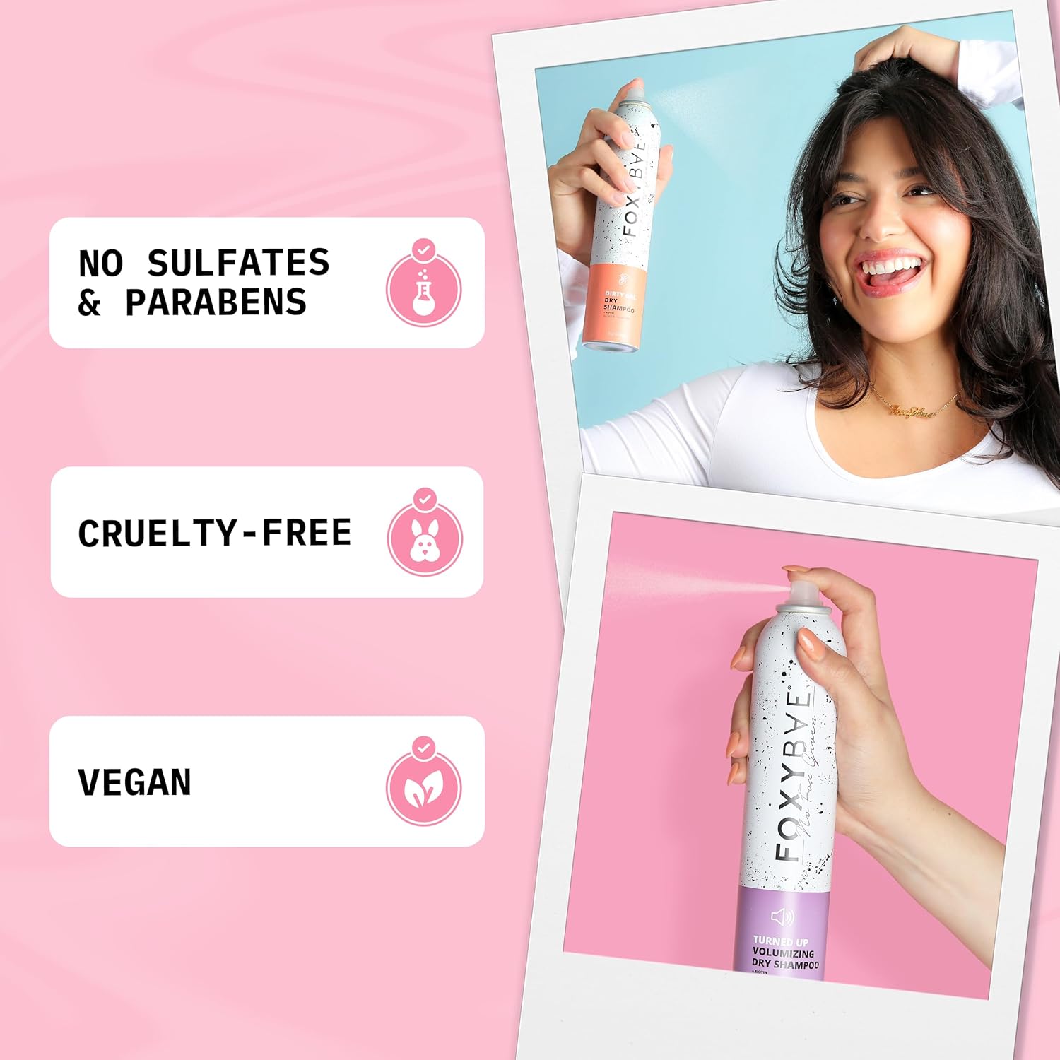 FoxyBae Dry Shampoo Duo Kit - with Biotin - Dirty Gal and Turned Up - Refreshes, Volumizing, Absorbs Oil - for All Hair Types - 2 x 7 Fl Oz - Image 3