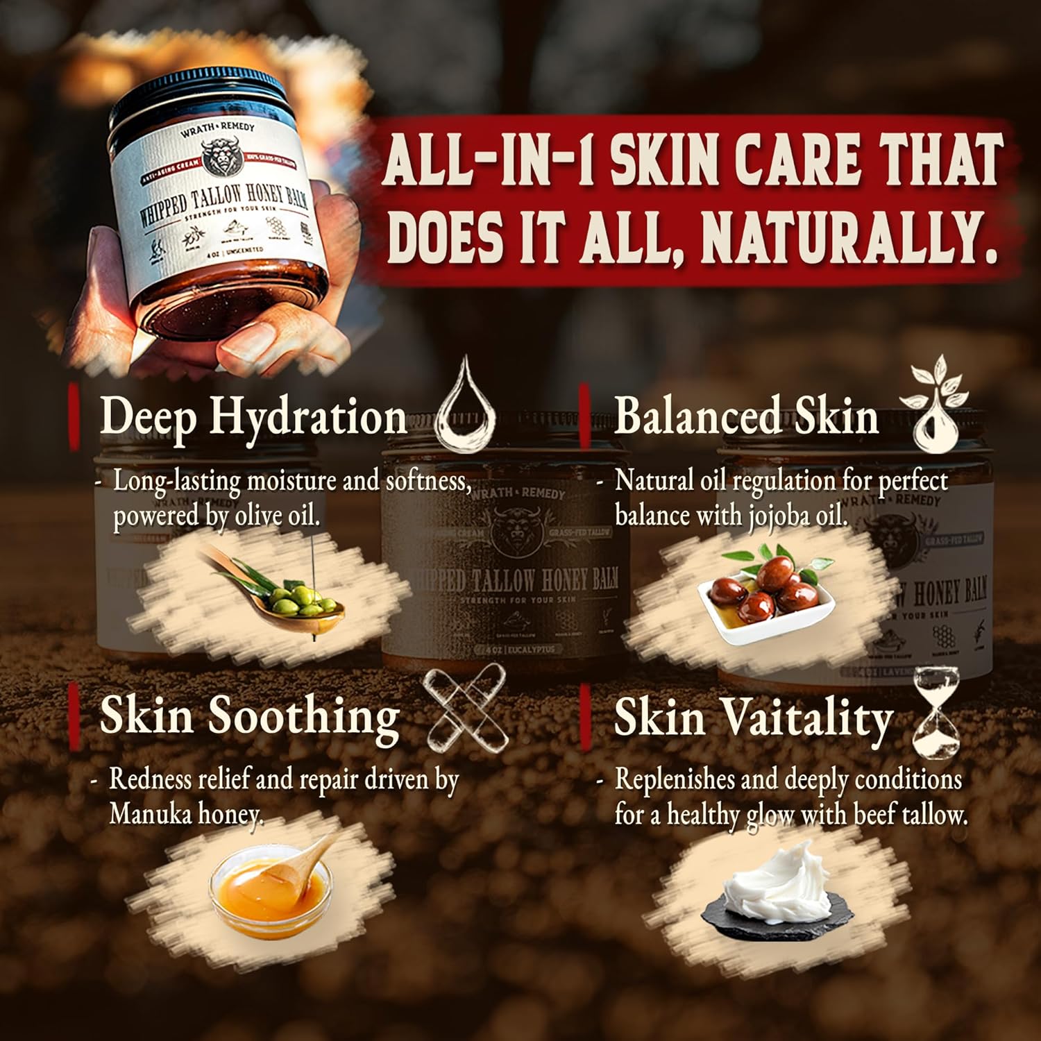 Wrath & Remedy Organic Beef Tallow Moisturizer 4 OZ Unscented for Sensitive Skin Eczema - Image 7