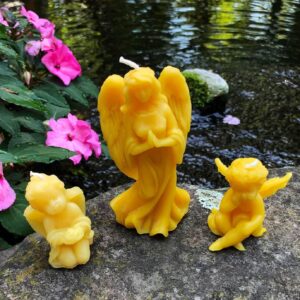 Angel Beeswax Candles/All Natural Yellow Beeswax Candle Set/Cupid/Christmas/Holiday/Heaven/Hell/Angels Wings/USA Honey Scent (Large Winged Angel)
