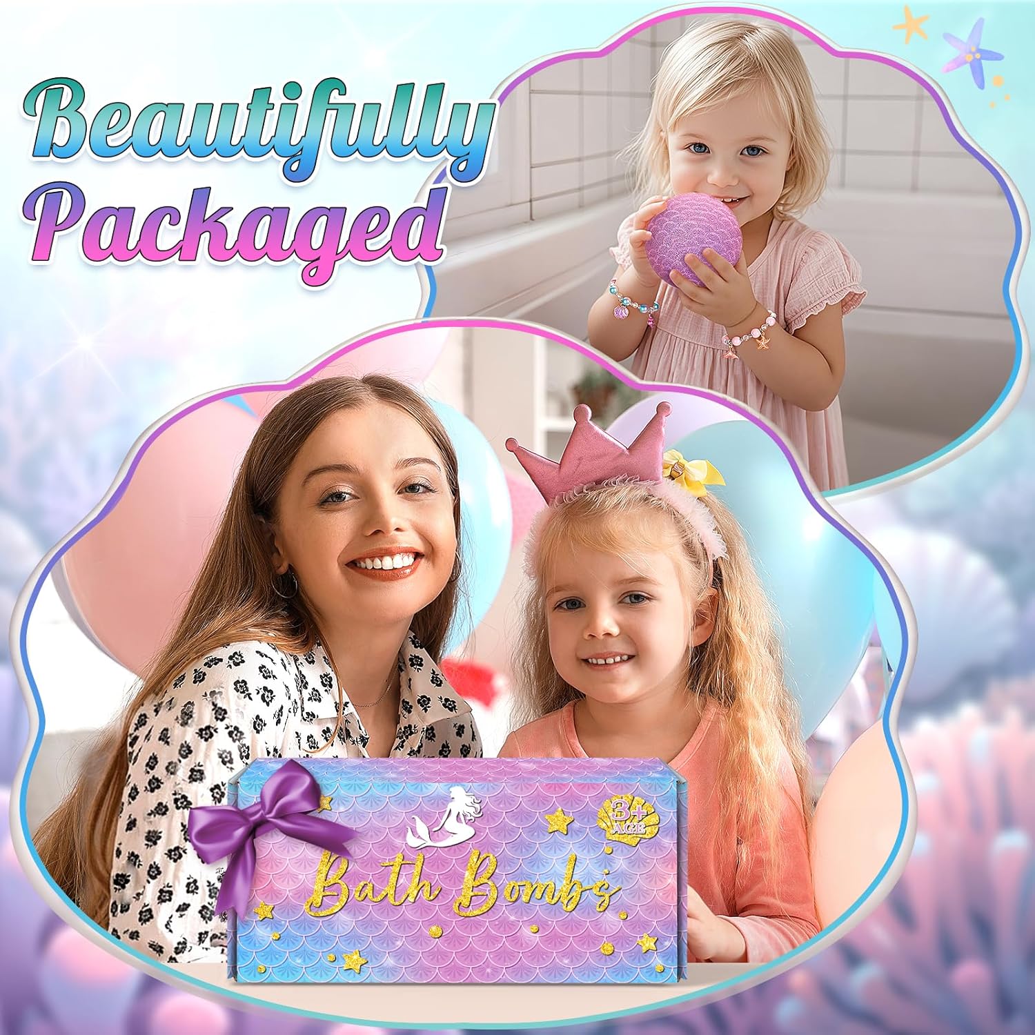 8 Pack Mermaid Bath Bomb Kit with Surprise Toys for Girls Aged 4-8 - Image 7