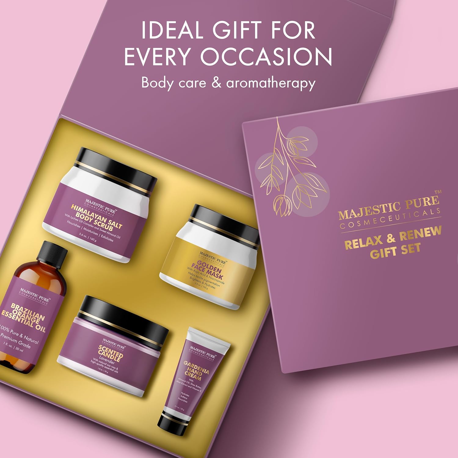 Majestic Pure 5-Piece Father's Day Gift Set: Essential Oils, Candle, Cream, Scrub, Mask - Image 6