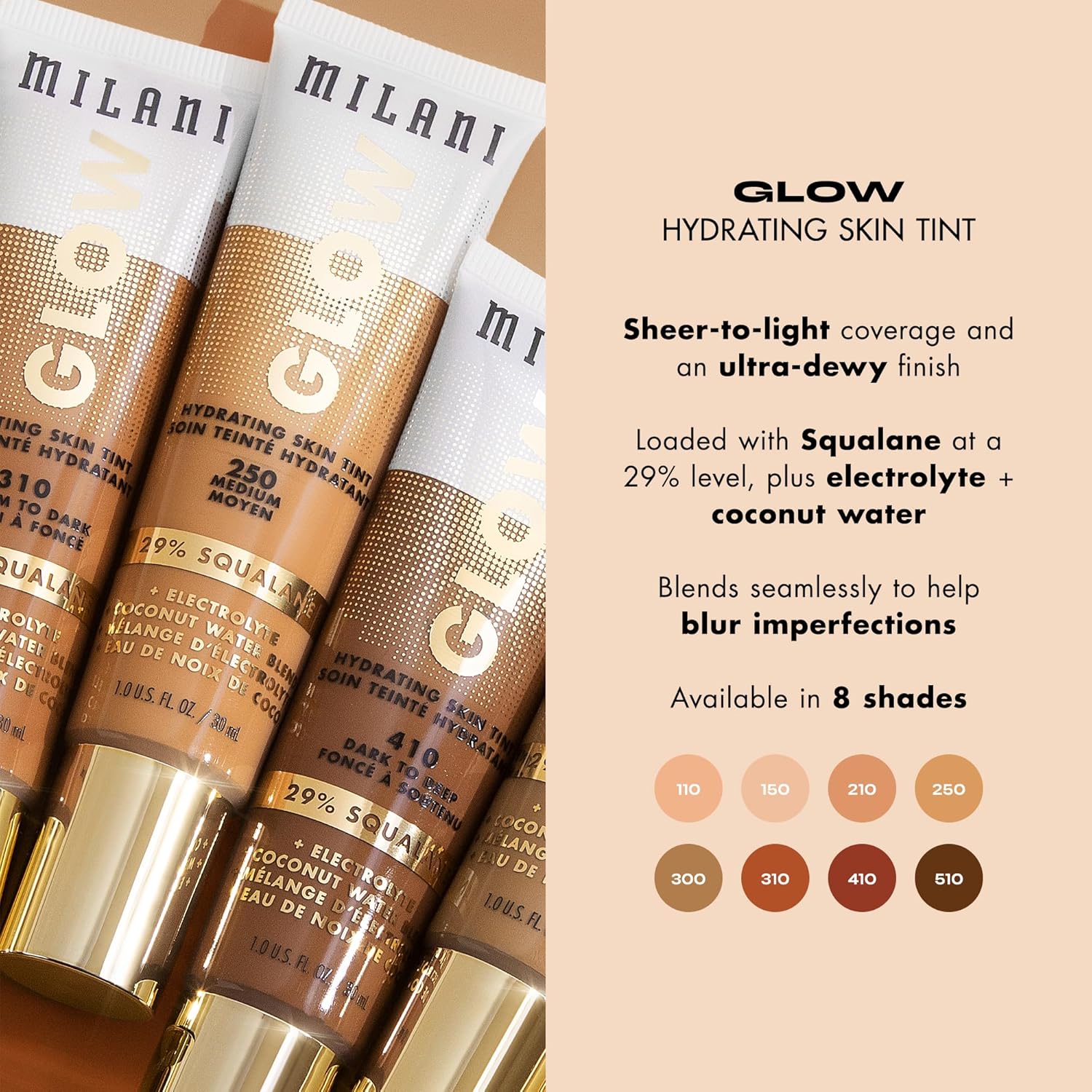 Milani Glow Hydrating Skin Tint Medium to Dark Shade Dewy Finish Light Coverage 1.0 oz - Image 5