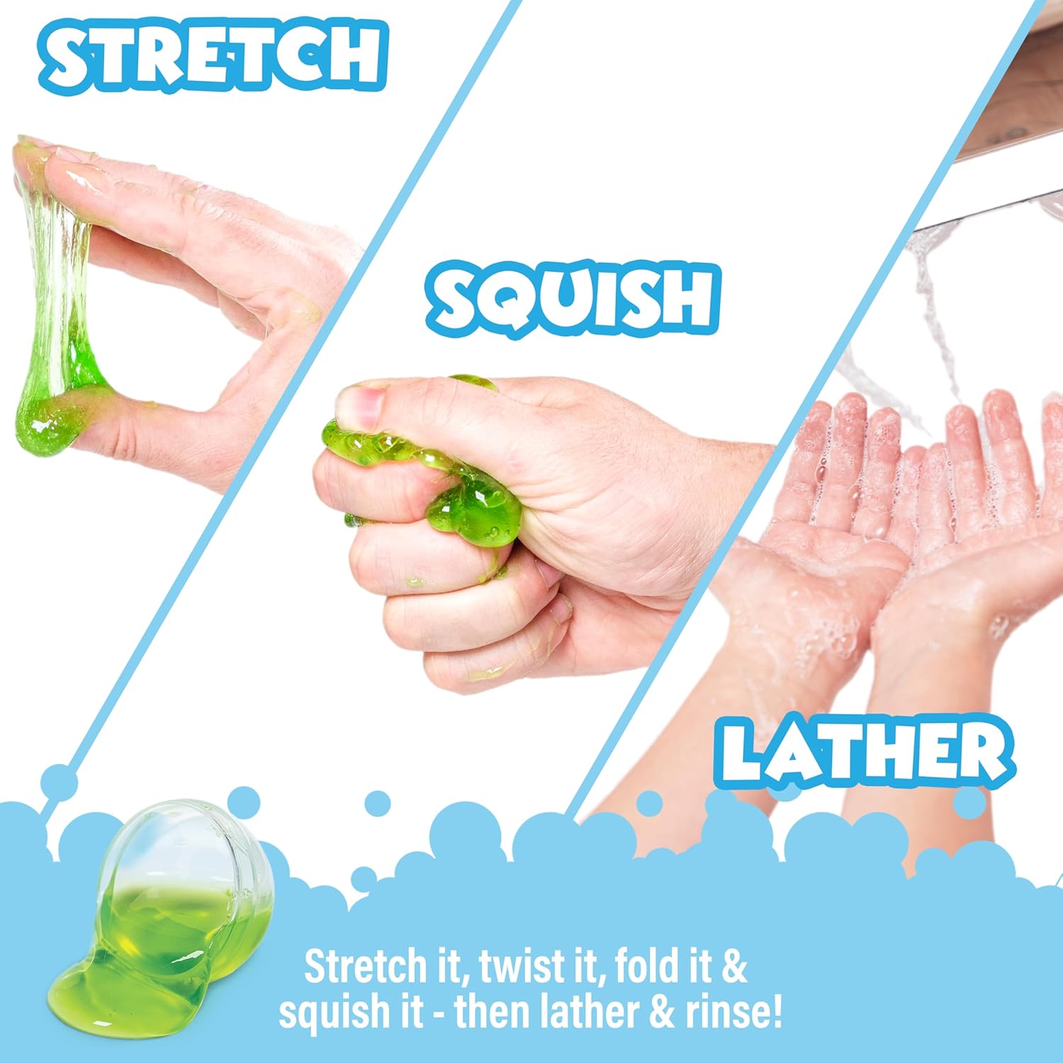 Super Goo Bath Slime Surprise Bombs 6 Pack Nontoxic Stretchy Squishy Soap for Kids - Image 5