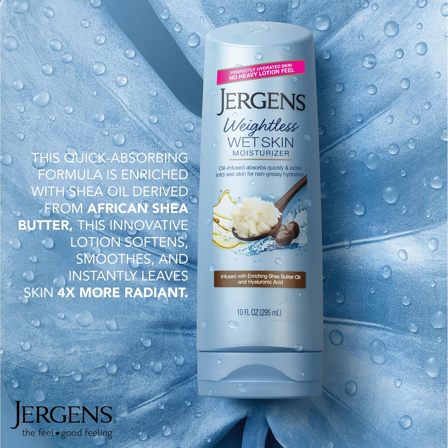 Jergens Shea Butter Oil Wet Skin Body Moisturizer 10 Oz Fast-Absorbing Lotion for Dry Skin - Image 2