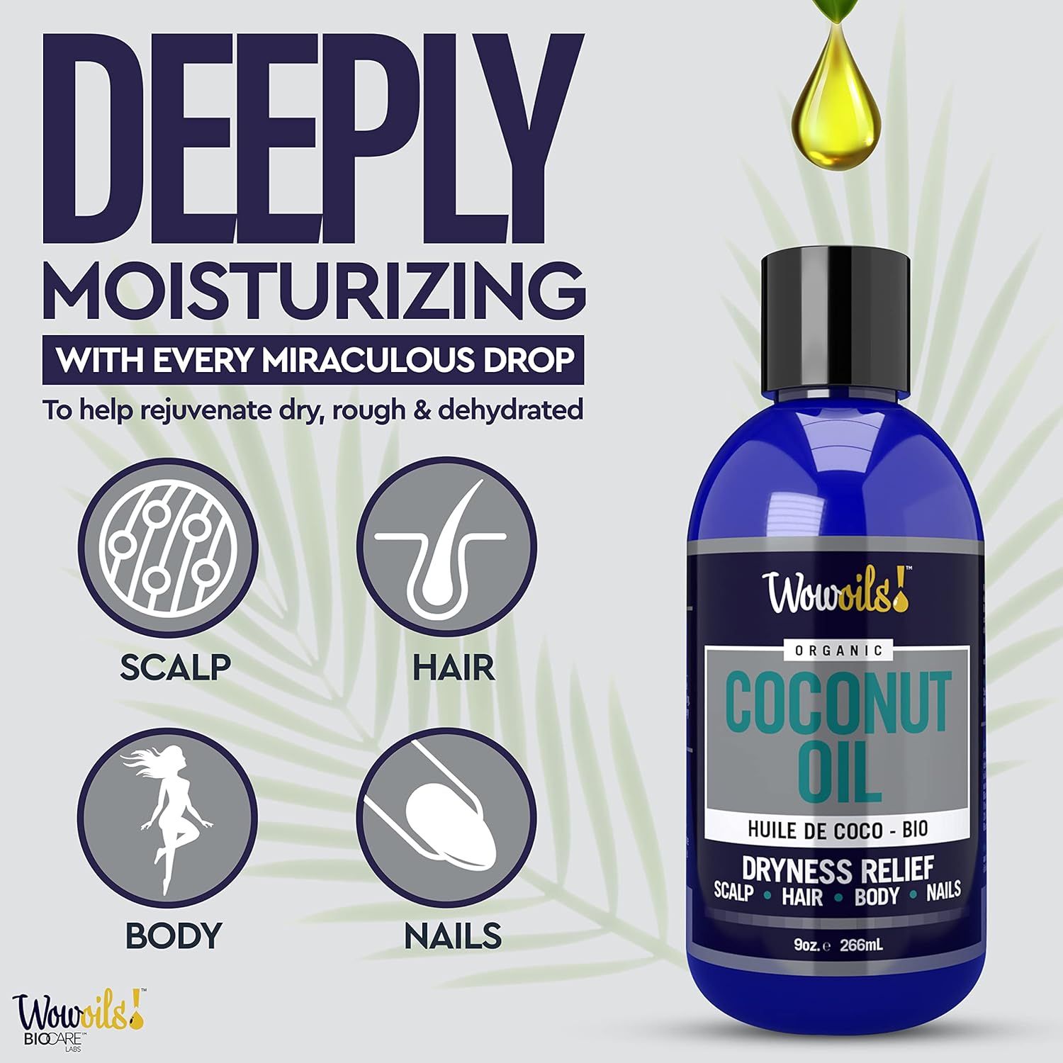 WowOils Natural Coconut Oil Moisturizer 9 Oz for Body Skin Hair Hydration - Image 4