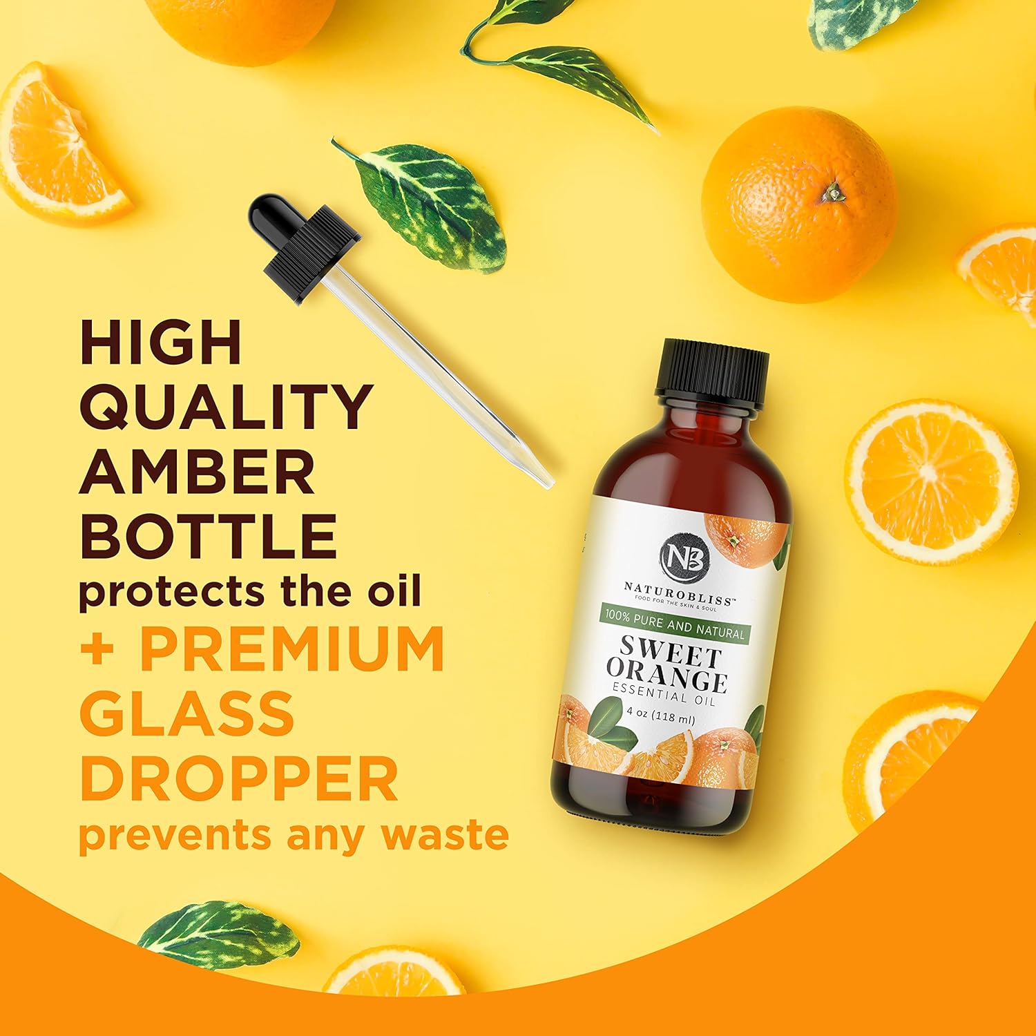 NaturoBliss 100% Pure Sweet Orange Essential Oil 4 fl. Oz for Aromatherapy with Glass Dropper - Image 6