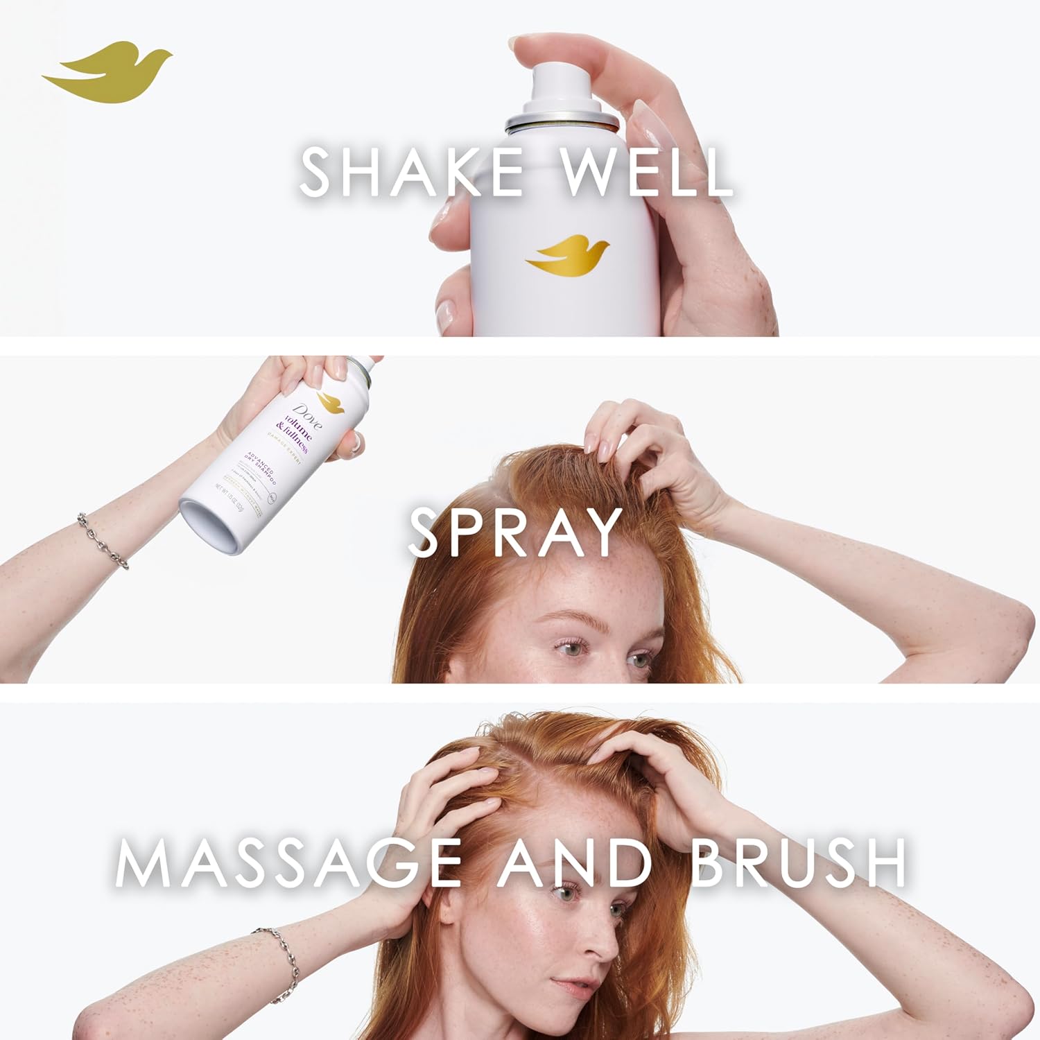 Dove Advanced Dry Shampoo Volume & Fullness Refresh & Revive Flat Hair Without Water for 2 Days of Freshness & Bounce 1.15 oz - Image 7