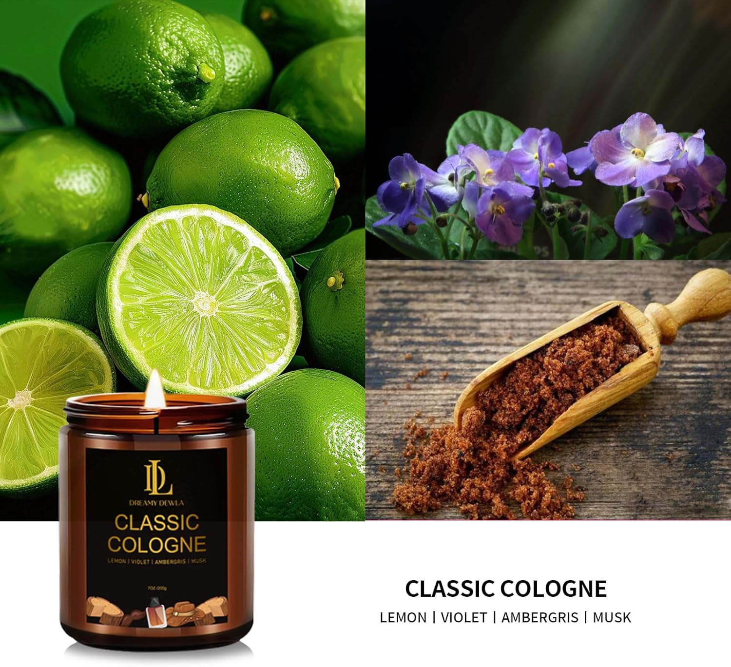 Classic Cologne Candle, Cologne Aromatherapy Candle, Masculine Candles for Men, Father's Day Gifts for Men, Natural Soy Candles for Home Scented, Long Lasting with 50 Hour Burn Time, 7oz - Image 2