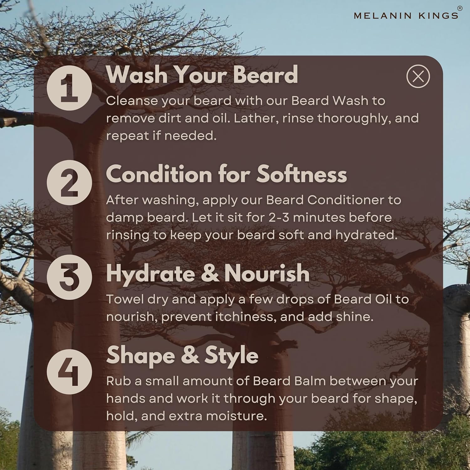 Melanin Kings Beard Oil for Black Men - Specialized formula for Black Men - With ancient African Ingredients - 100% Natural Ingredients - 2fl. Oz. - Kenyan Sandalwood Scent - Image 6