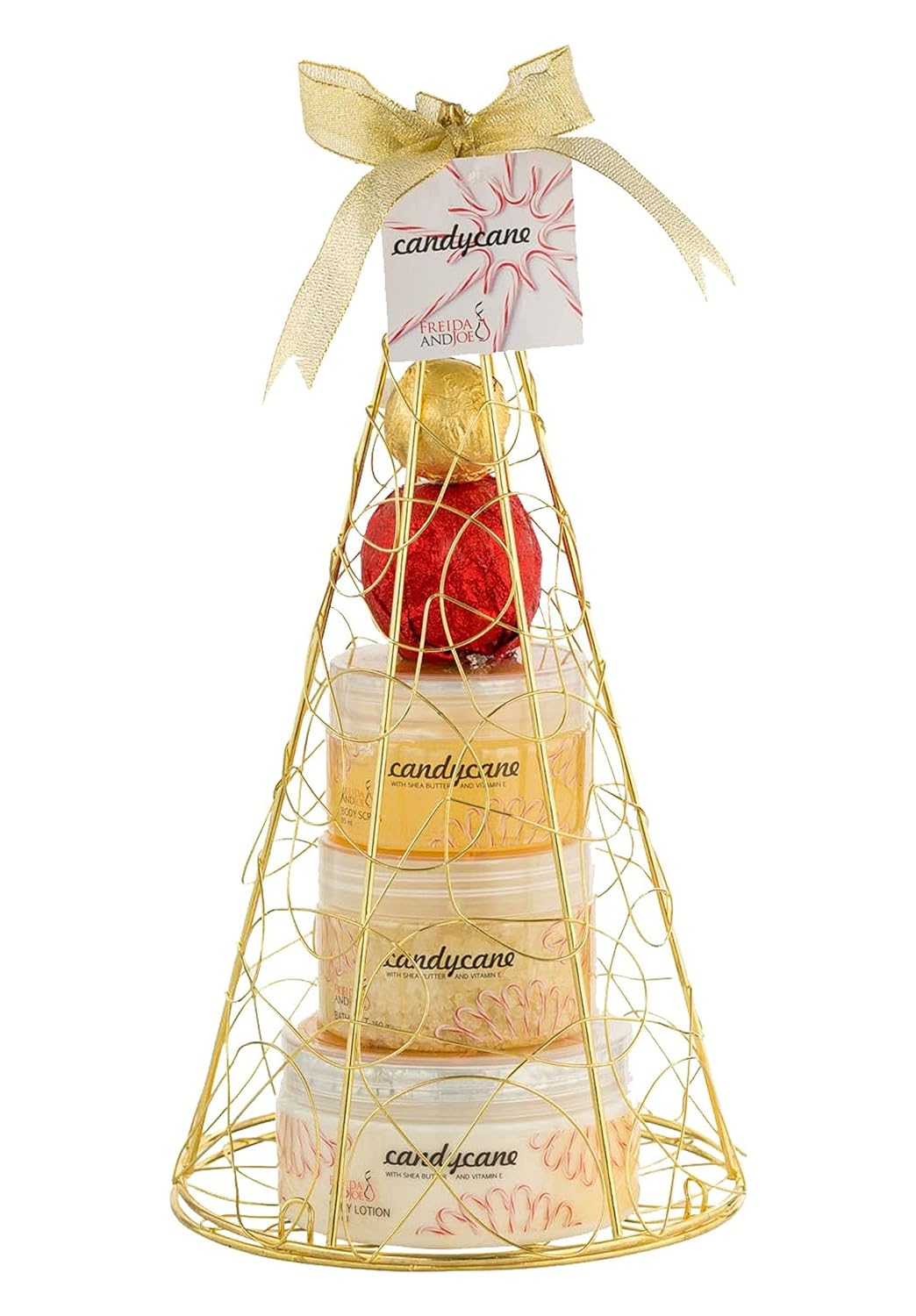 C&Y Cane Peppermint Fragrance Gold Tree Bath & Body Gift Set 5 Piece with Lotion, Gel, Salt, 2 Bombs - Image 5
