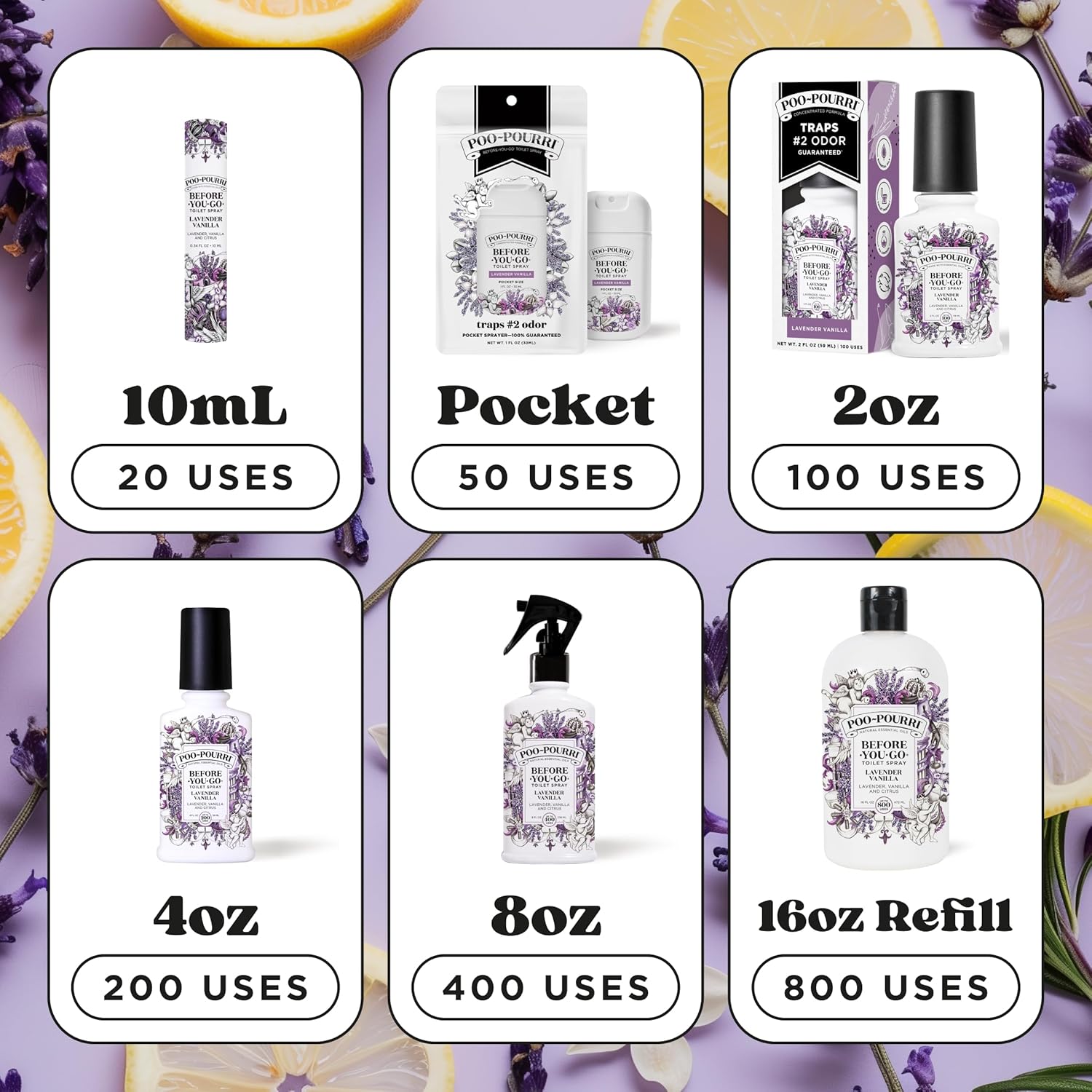 Poo-Pourri Before-You-Go Toilet Spray, Lavender Vanilla, 2 Fl Oz - Lavender, Vanilla and Citrus - Image 10