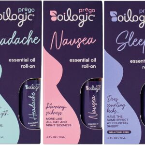 Oilogic Roll-On Essential Oils Set for Pregnant Women - 100% Pure Essential Oil Roller for Pregnancy - Sleep, Comfort, & Wellness Blends Safe for Pregnant Moms, 0.3 Fl Oz (Pack of 3)