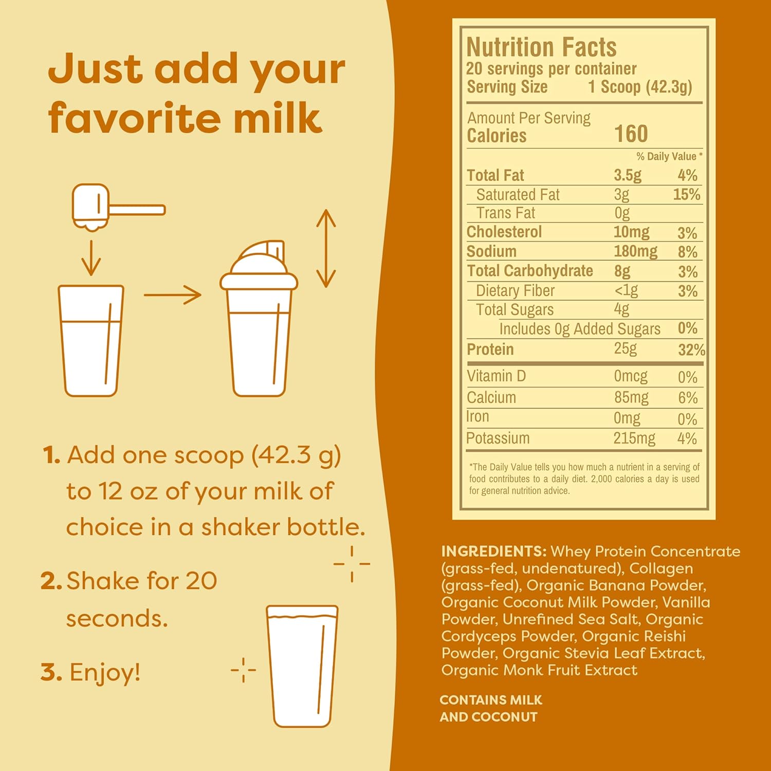 FlavCity Vanilla Smoothie Grass Fed Whey Protein Powder with Collagen 20 Servings - Image 5