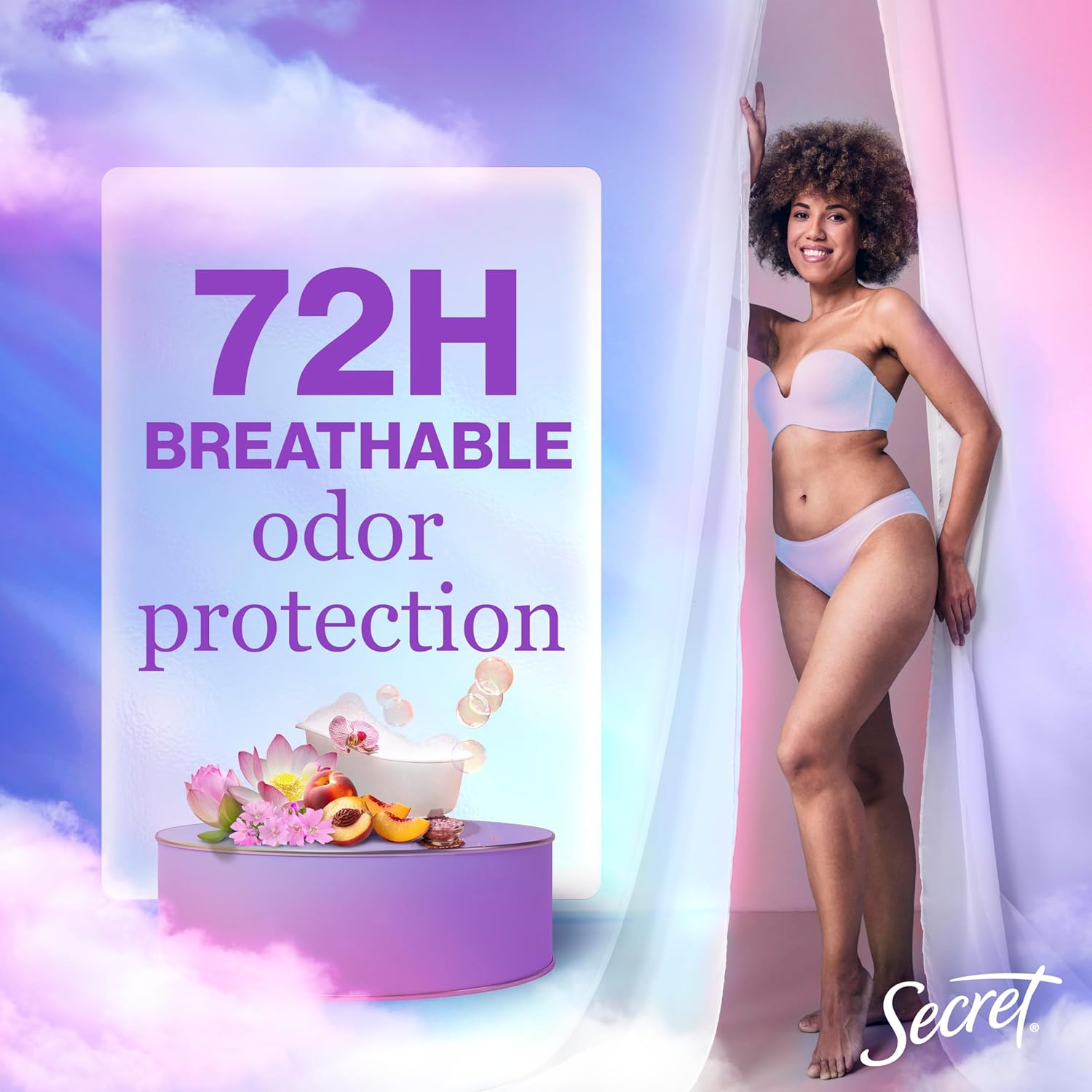 Secret Fresh Antiperspirant Deodorant for Women Soapy Bubble Bath Scent 72 Hour 2.6 oz - Image 3