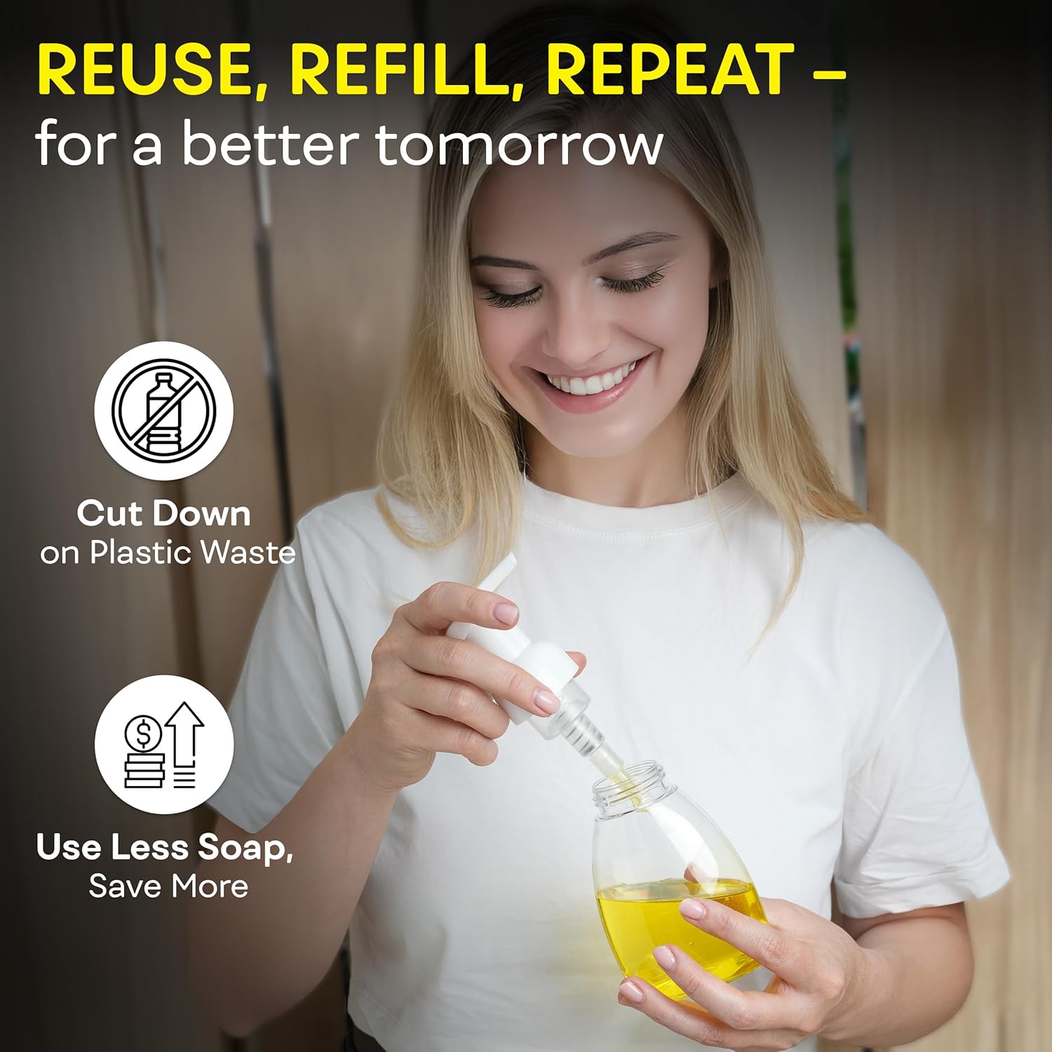BRIGHTFROM 8oz Clear BPA Free Foaming Soap Dispenser Pump Bottles Pack of 3 - Image 7