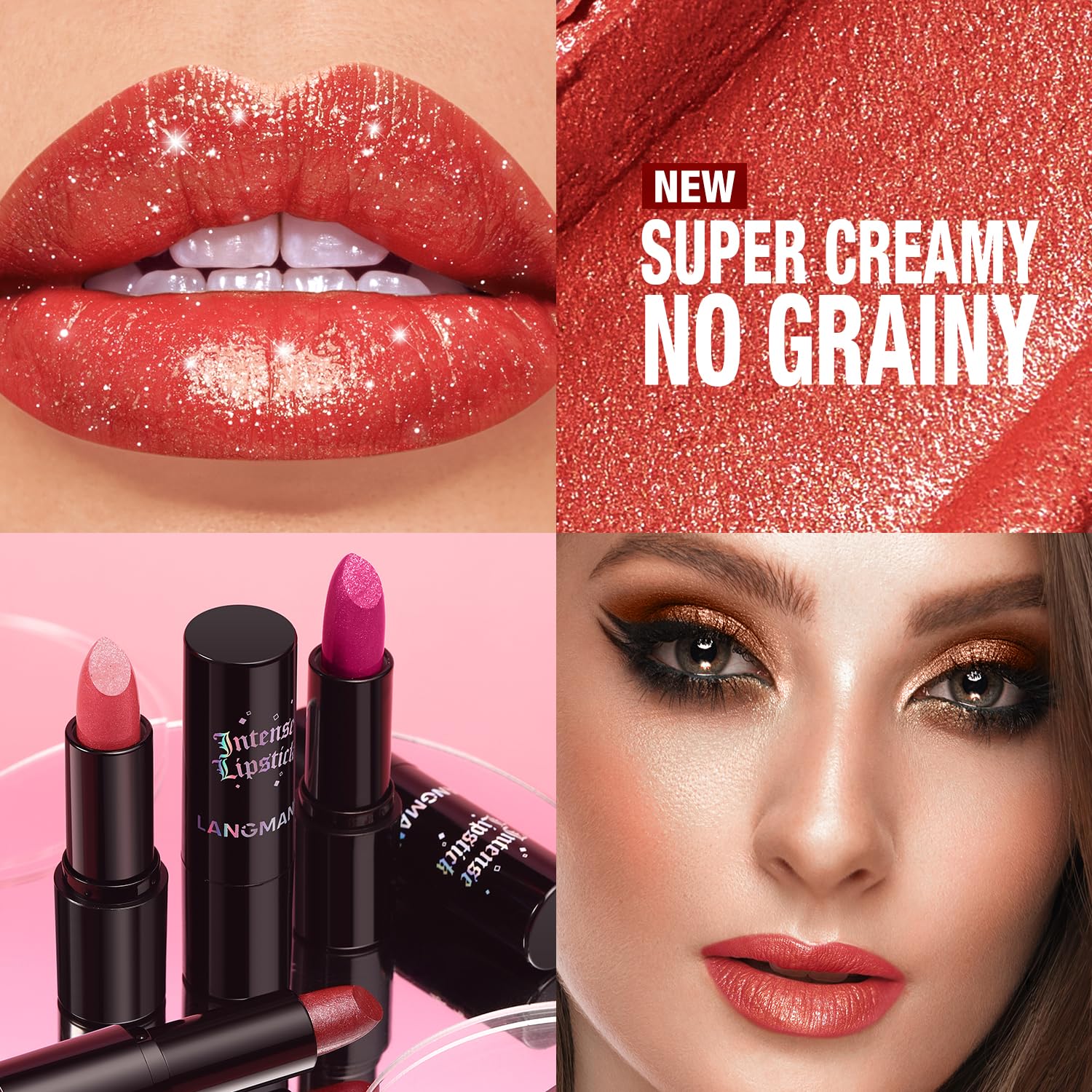 Jolilab Sparkling Lip Gloss, Long Lasting Waterproof Moisturizer Lip Balm Glitter Shimmer Metallic Lipstick, Diamond Shiny Bold Glow Goth Lipstick for Women Girls, Non-sticky (1, 07#) - Image 4