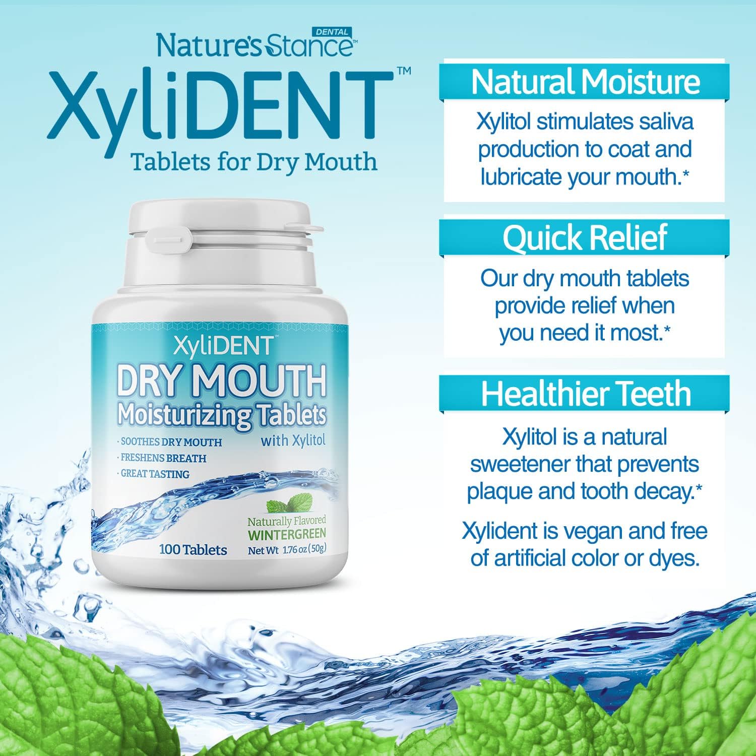 Nature's Stance XyliDENT Dry Mouth Relief Xylitol Tablets, Wintergreen Flavor, 100 Count - Image 3