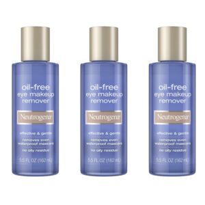 Neutrogena Gentle Oil-Free Eye Makeup Remover & Cleanser for Sensitive Eyes, Non-Greasy Makeup Remover, Removes Waterproof Mascara, Dermatologist & Ophthalmologist Tested, 5.5 fl. oz, 3 Pack