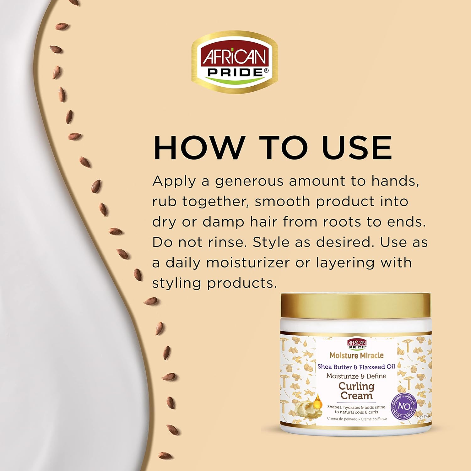 African Pride Moisture Miracle Shea Butter & Flaxseed Curling Cream 15 oz - Image 2