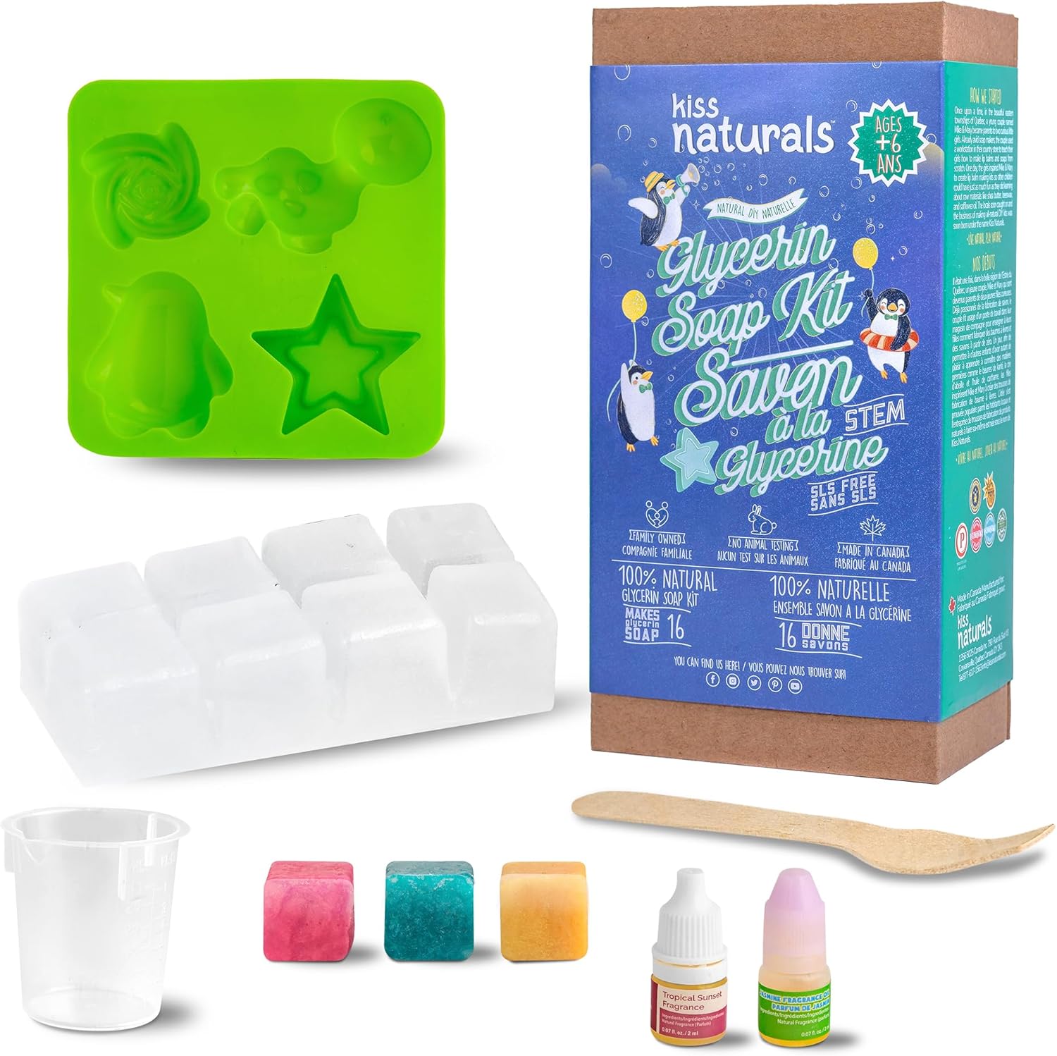 Kiss Naturals Glycerin Soap Making Kit for Kids - Craft 16 Organic Soaps with Natural Scents - Image 2
