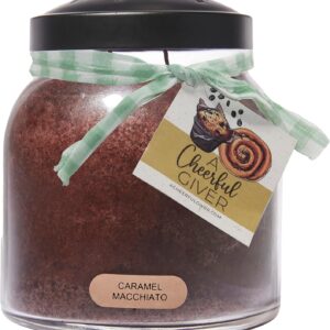 A Cheerful Giver — Caramel Macchiato - 34oz Papa Scented Candle Jar with Lid - Keepers of the Light - 155 Hours of Burn Time, Gift for Women, Brown